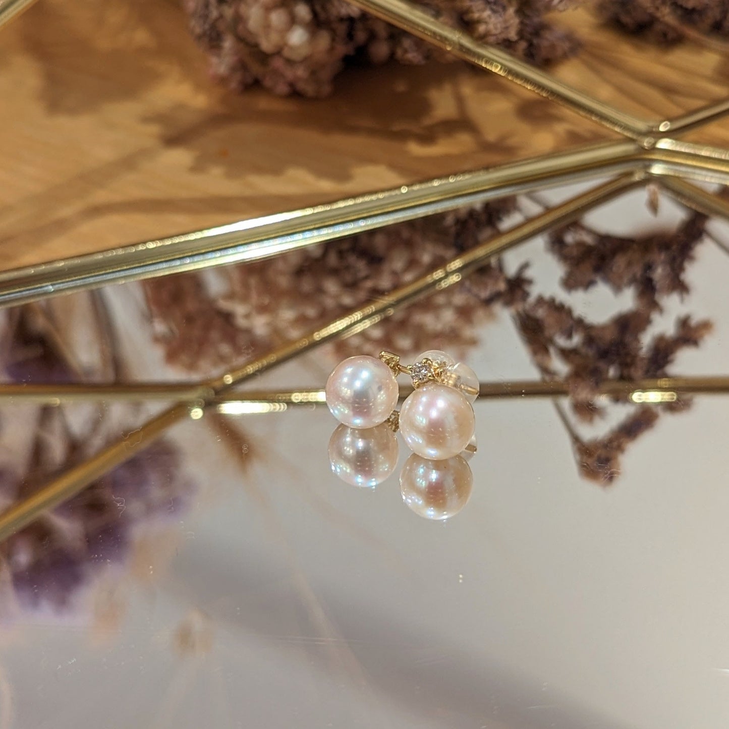 8mm あこや真珠 ピアス