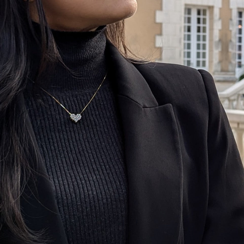 14. ダイヤモンドがぎゅっ♡ 1.0ct YG ハートダイヤモンドネックレス