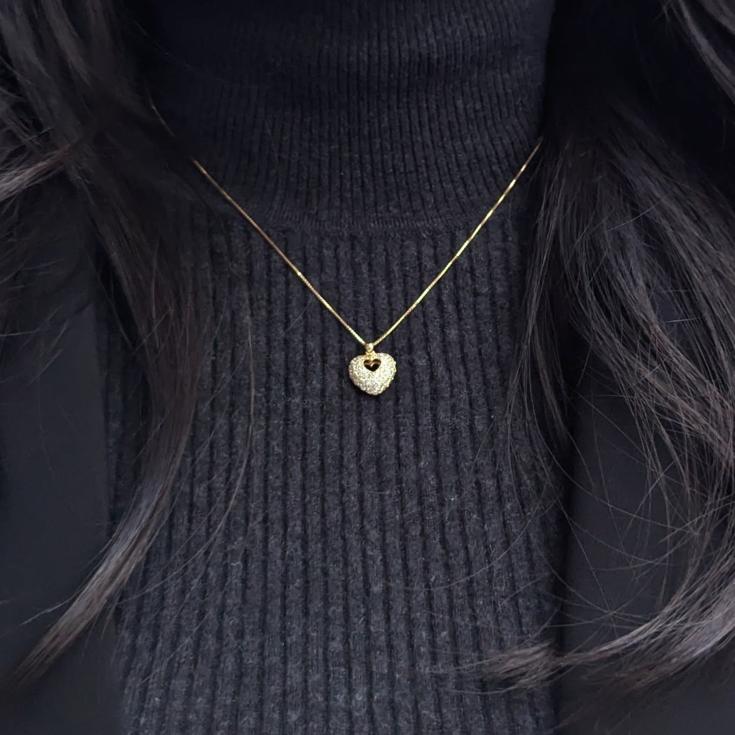 10. 【チャリティ企画】ぷっくりハート♡パヴェYGネックレス 0.52ct
