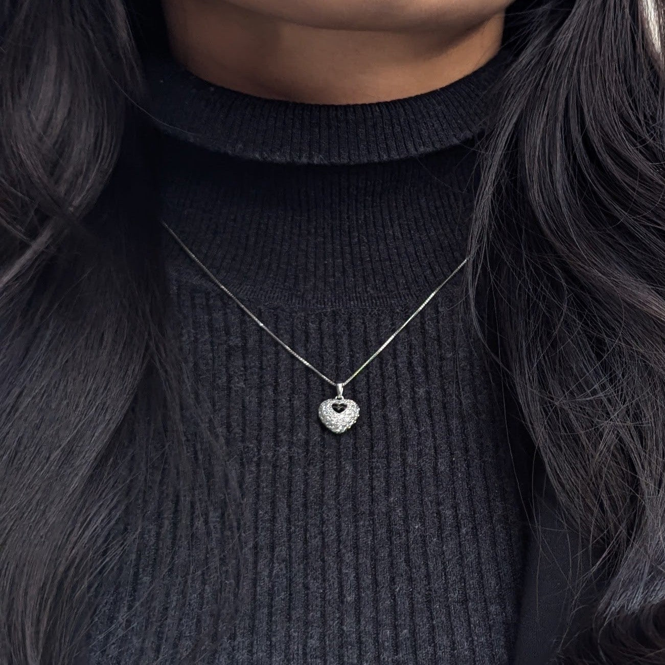 9. 【チャリティ企画】ぷっくりハート♡パヴェPTネックレス 0.51ct