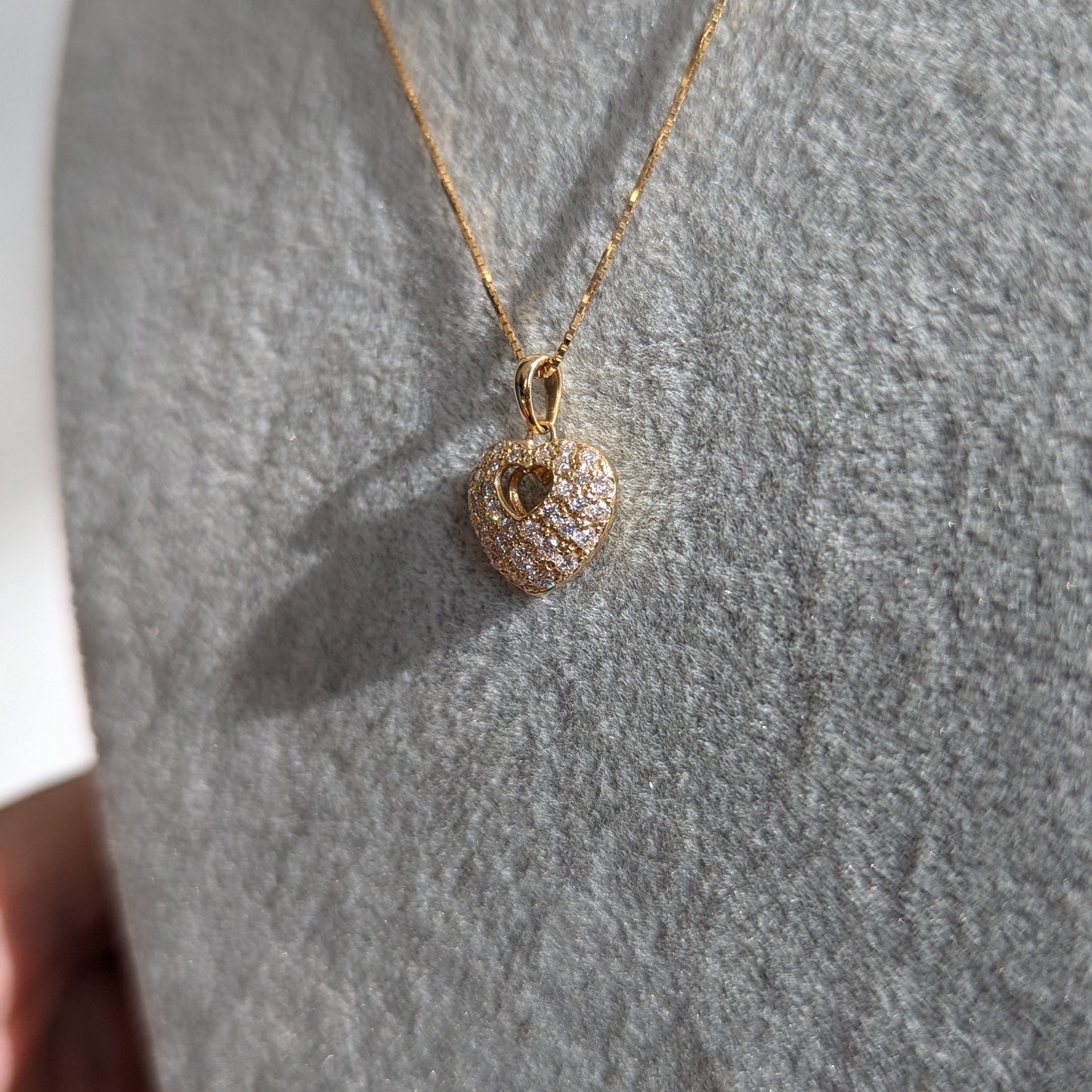 10. 【チャリティ企画】ぷっくりハート♡パヴェYGネックレス 0.52ct