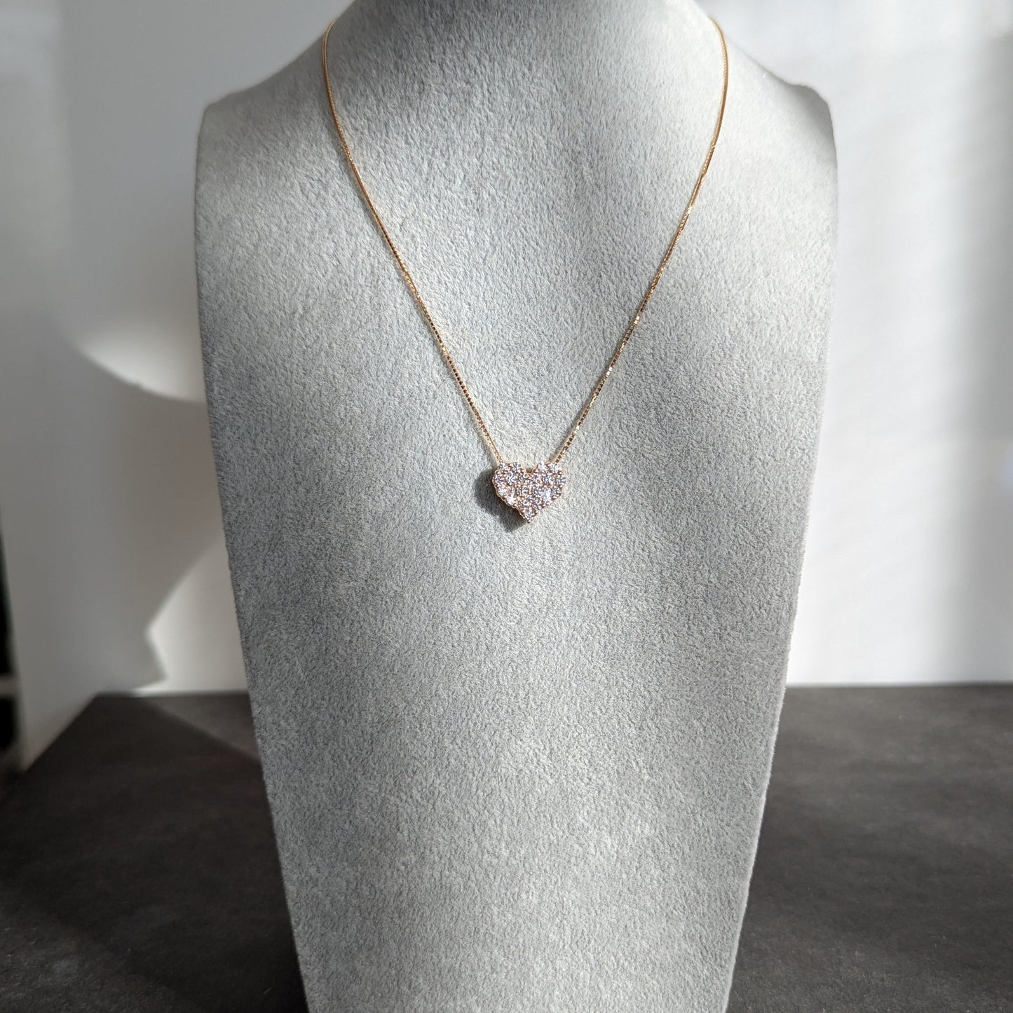 14. ダイヤモンドがぎゅっ♡ 1.0ct YG ハートダイヤモンドネックレス