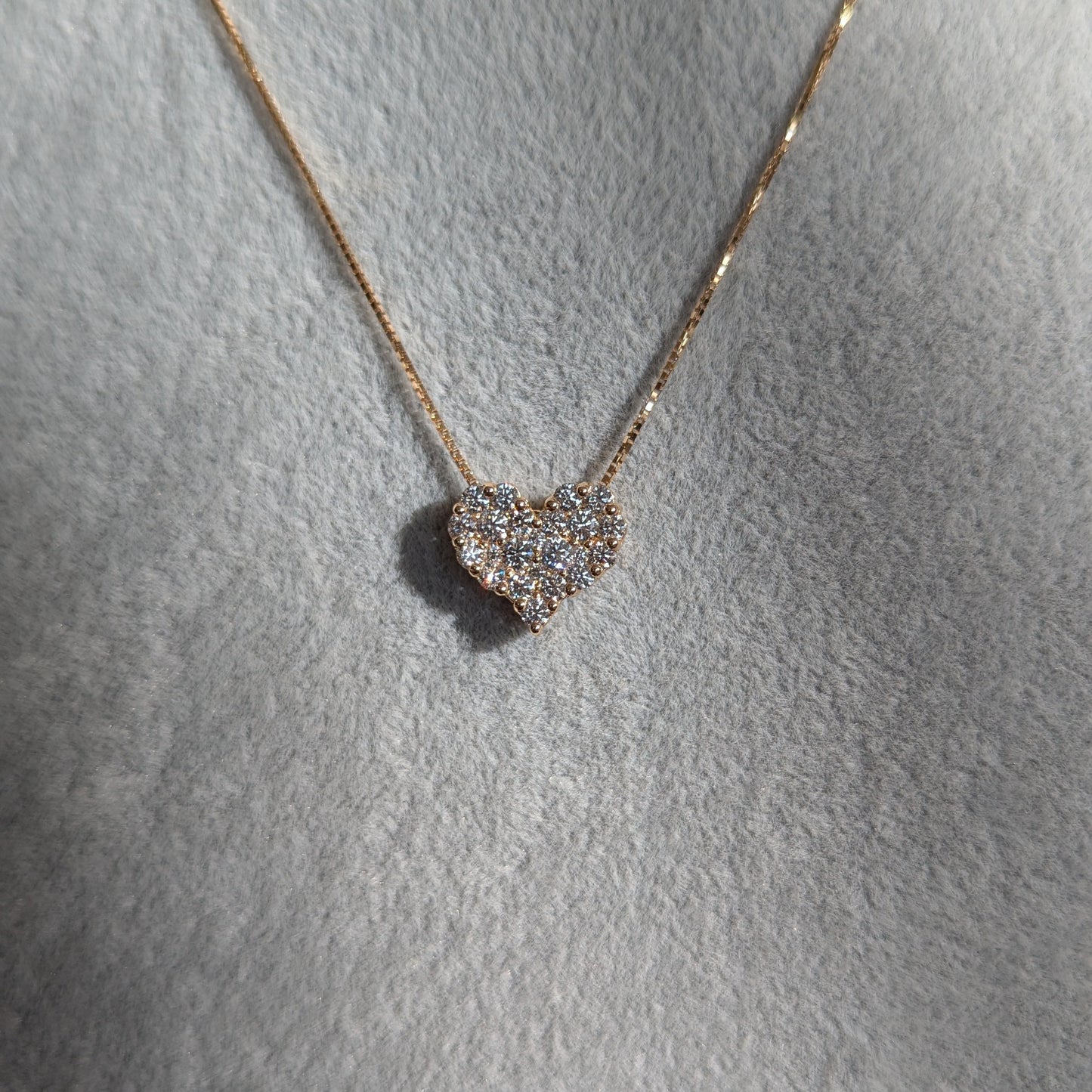 14. ダイヤモンドがぎゅっ♡ 1.0ct YG ハートダイヤモンドネックレス