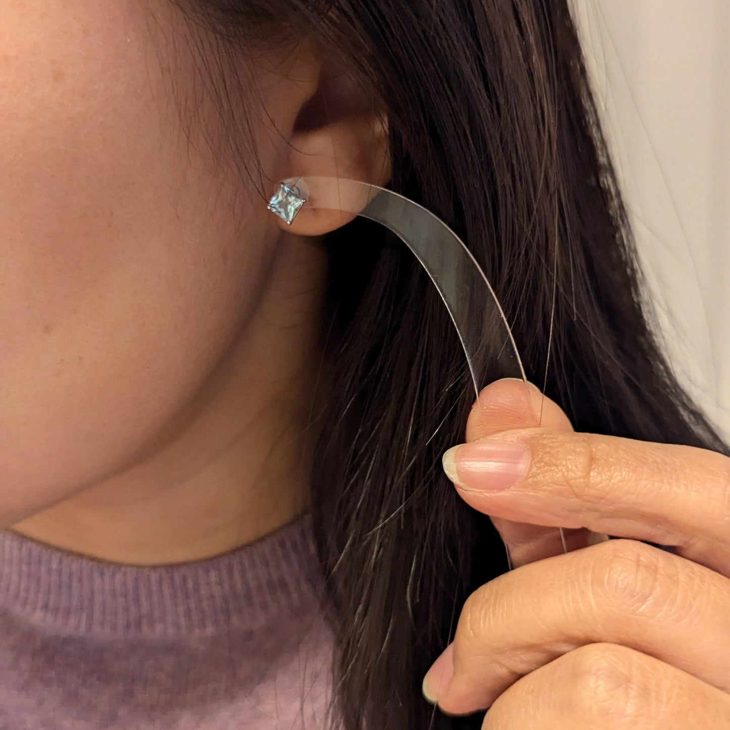 PT アクアマリン プリンセスカットピアス