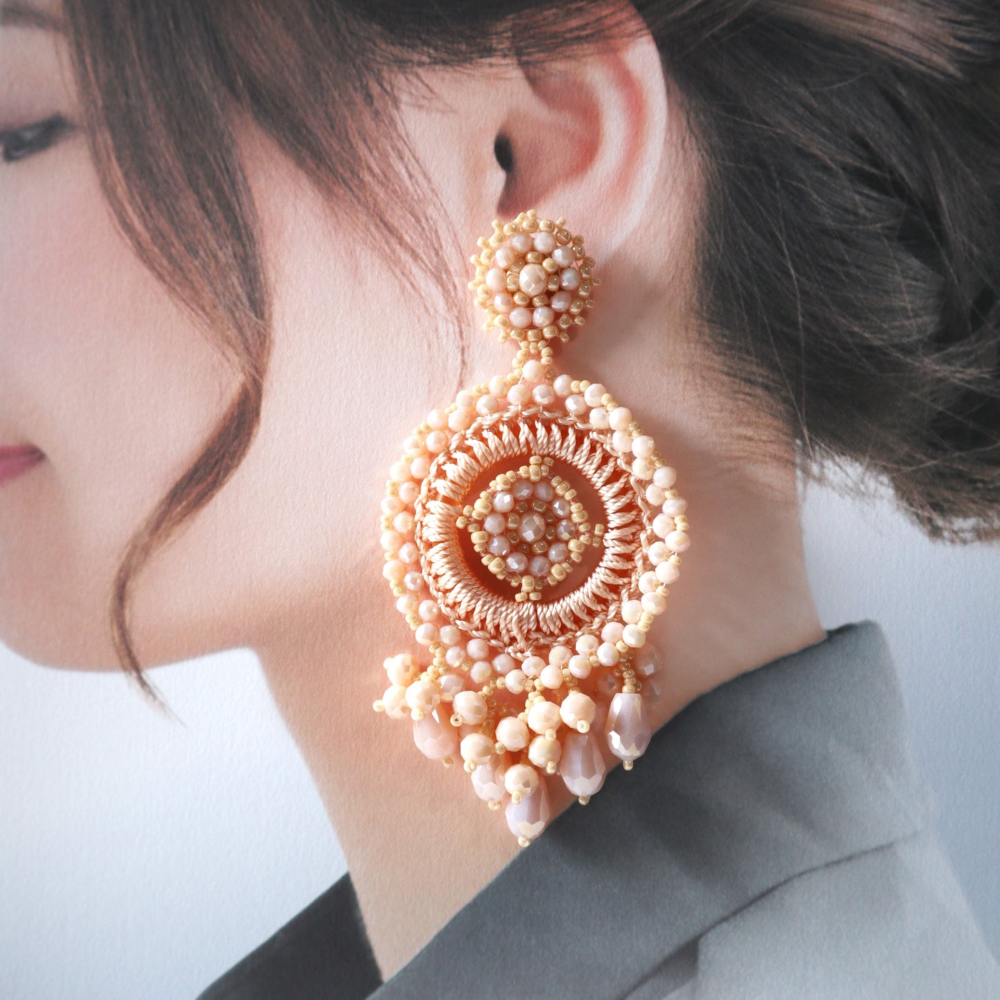 ハンドメイド・チェコビーズ・ビジューピアス