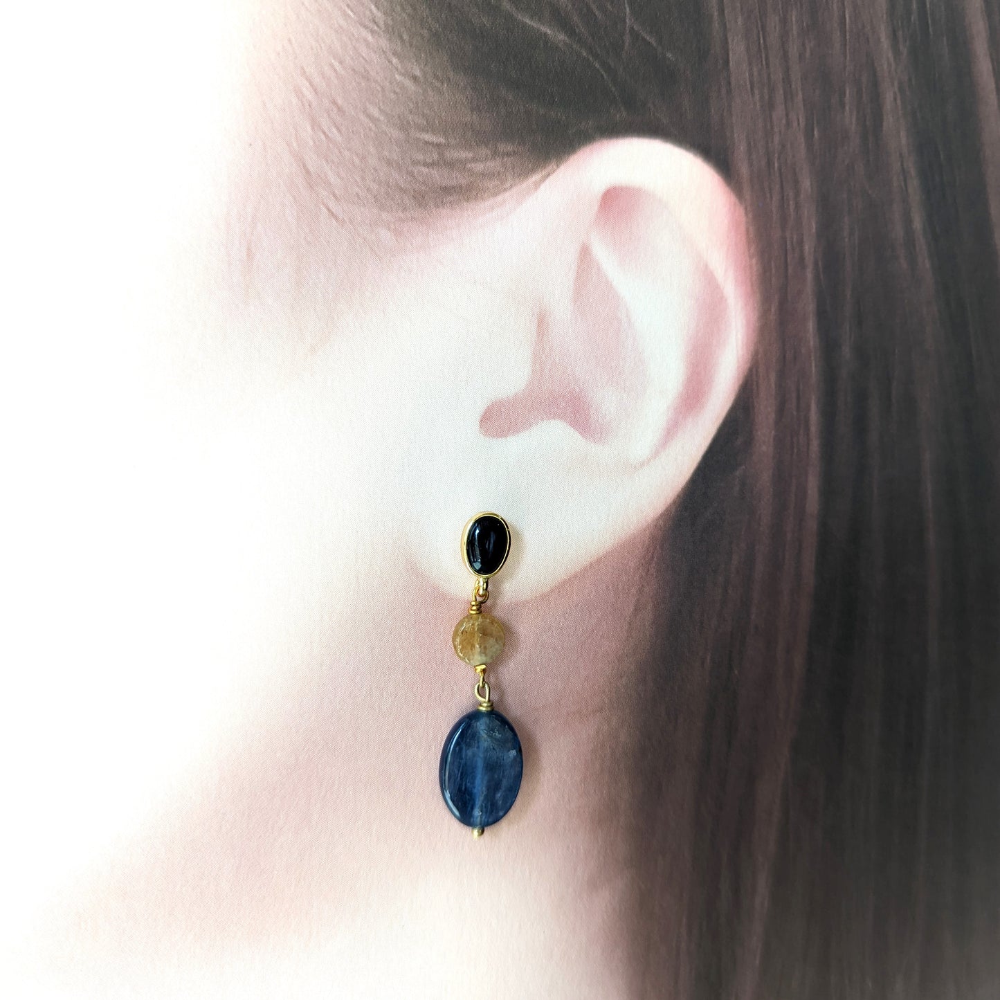 チェーンピアス シトリン・カイアナイト