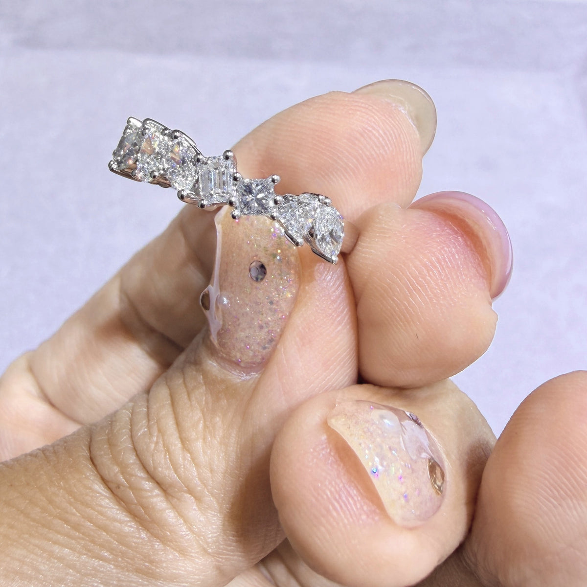 マーキス×ラウンド 0.67ct ハーフエタニティリング