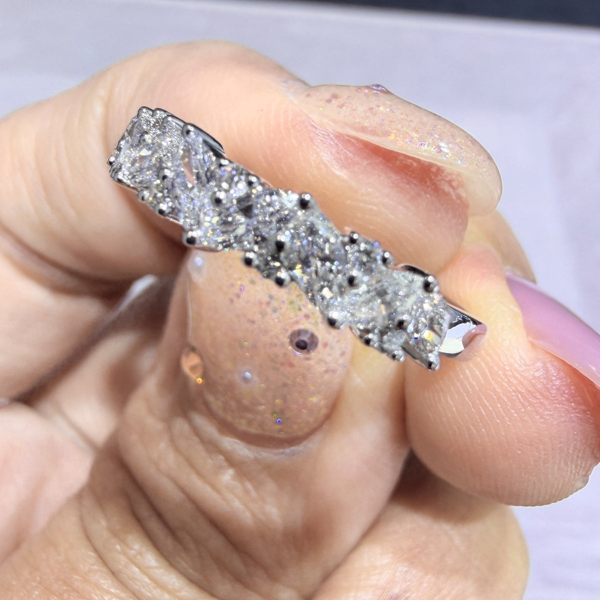 マーキス×ラウンド 0.67ct ハーフエタニティリング
