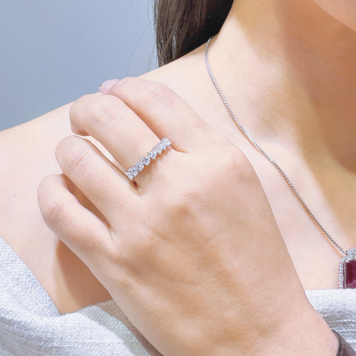 9石1.00ct 横向きハートシェイプmini リング