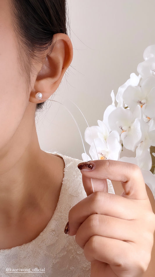 14金WG 5.0mm up アコヤ真珠ピアス