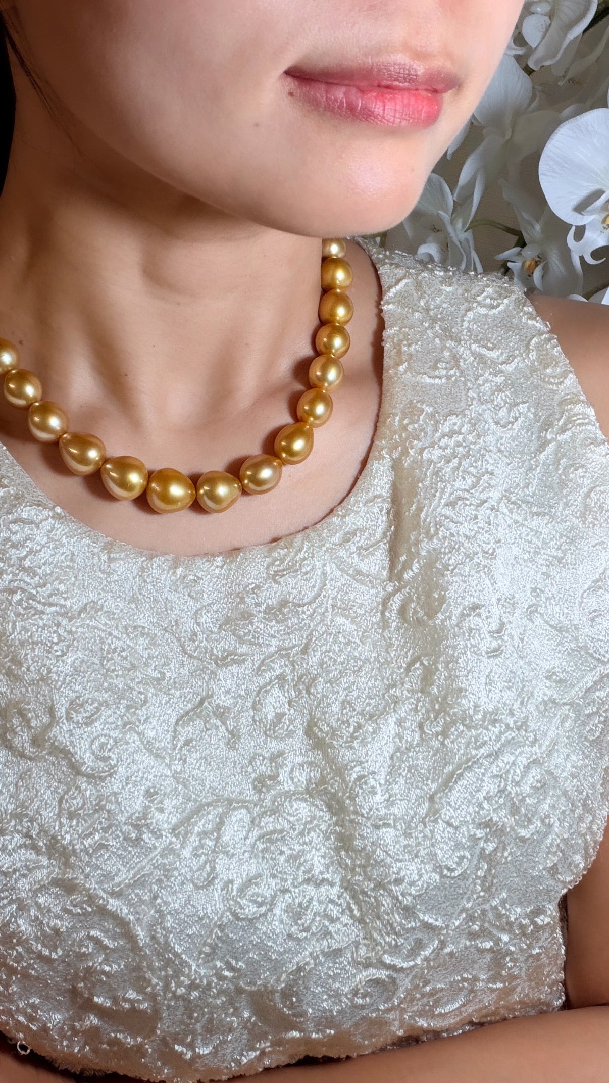 南洋ゴールデン　ムーンレインボー　真珠科学研究所・真珠鑑別鑑定書付き