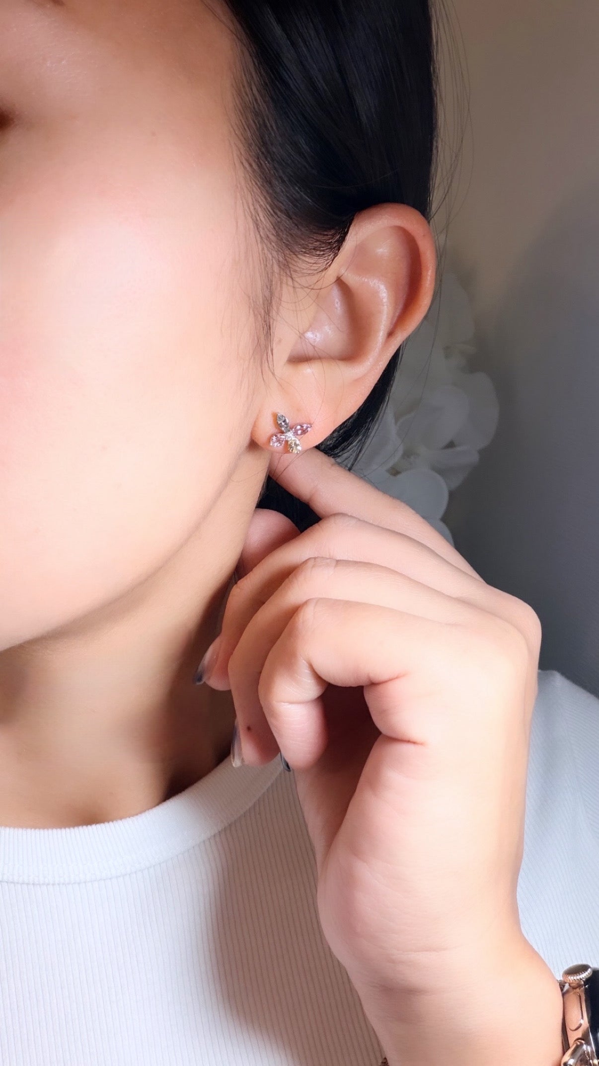 ファンシーサファイア バタフライピアス