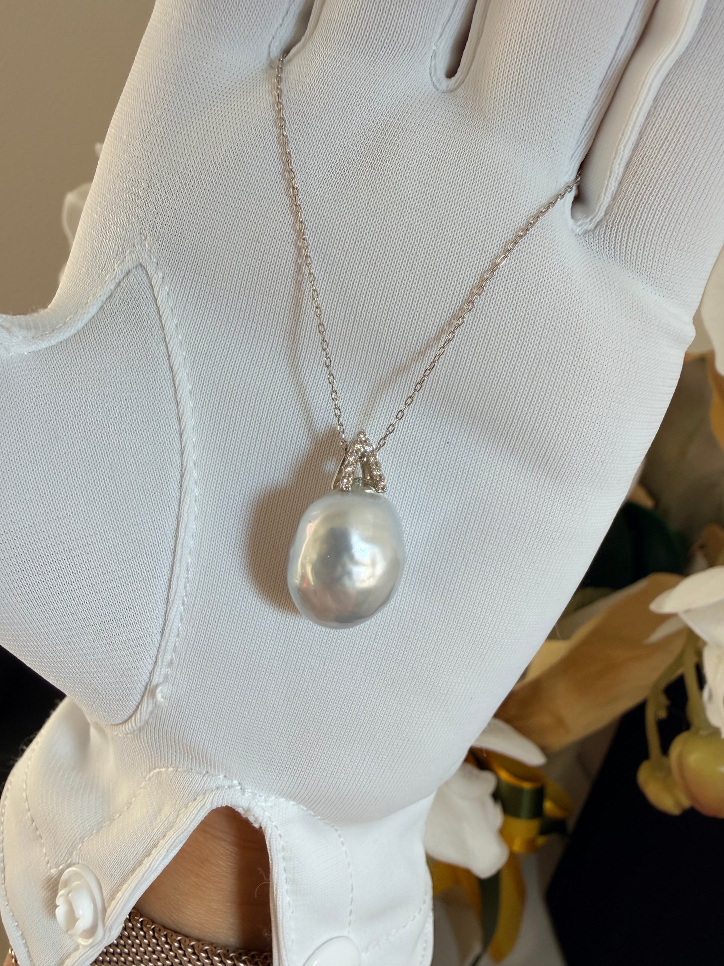 ＊＊COCO＊＊様✴︎白蝶真珠カービングネックレスTOP&デンドリックアゲート COCO＊＊様✴︎白蝶真珠カービングネックレスTOP&デンドリックアゲート