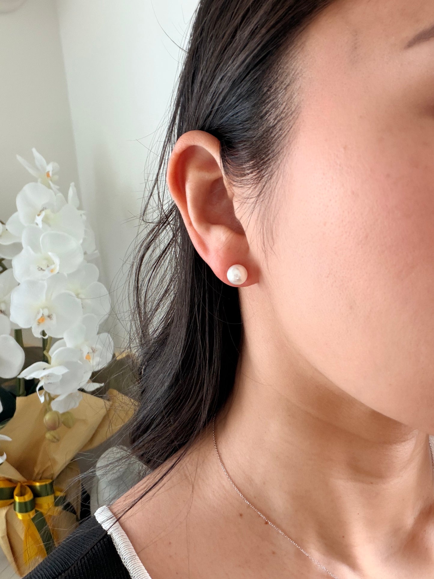 約8.0mm K18 あこや真珠ピアス