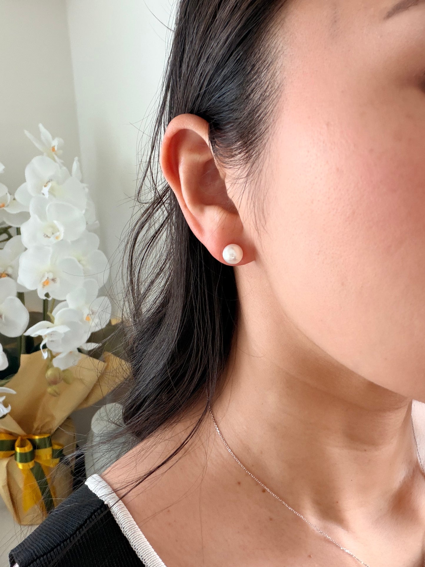 約8.0mm K18 あこや真珠ピアス