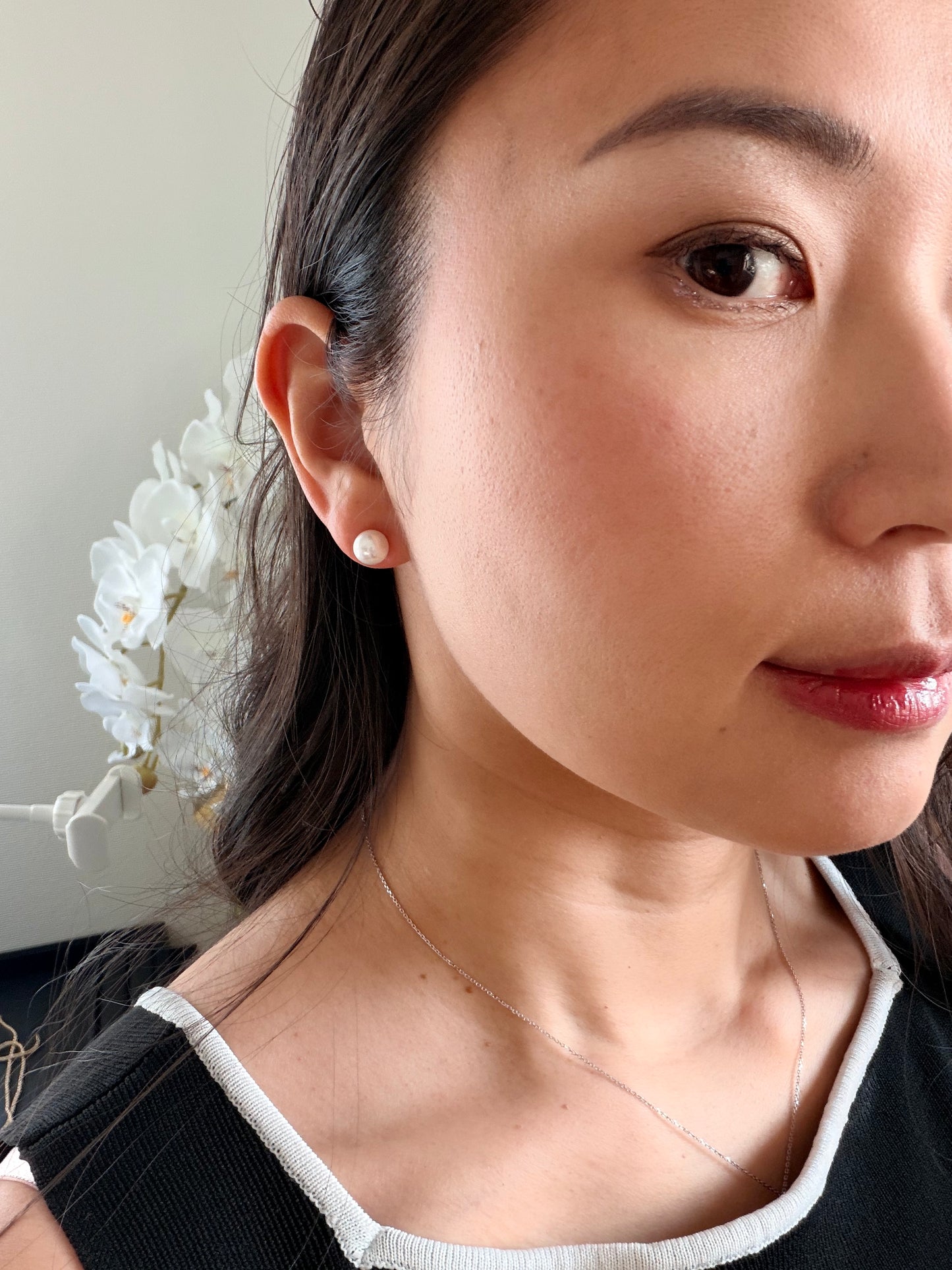 約8.0mm K18 あこや真珠ピアス