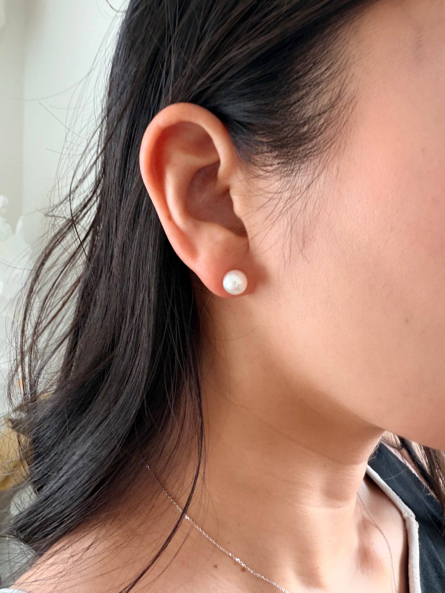 約8.0mm K18 あこや真珠ピアス