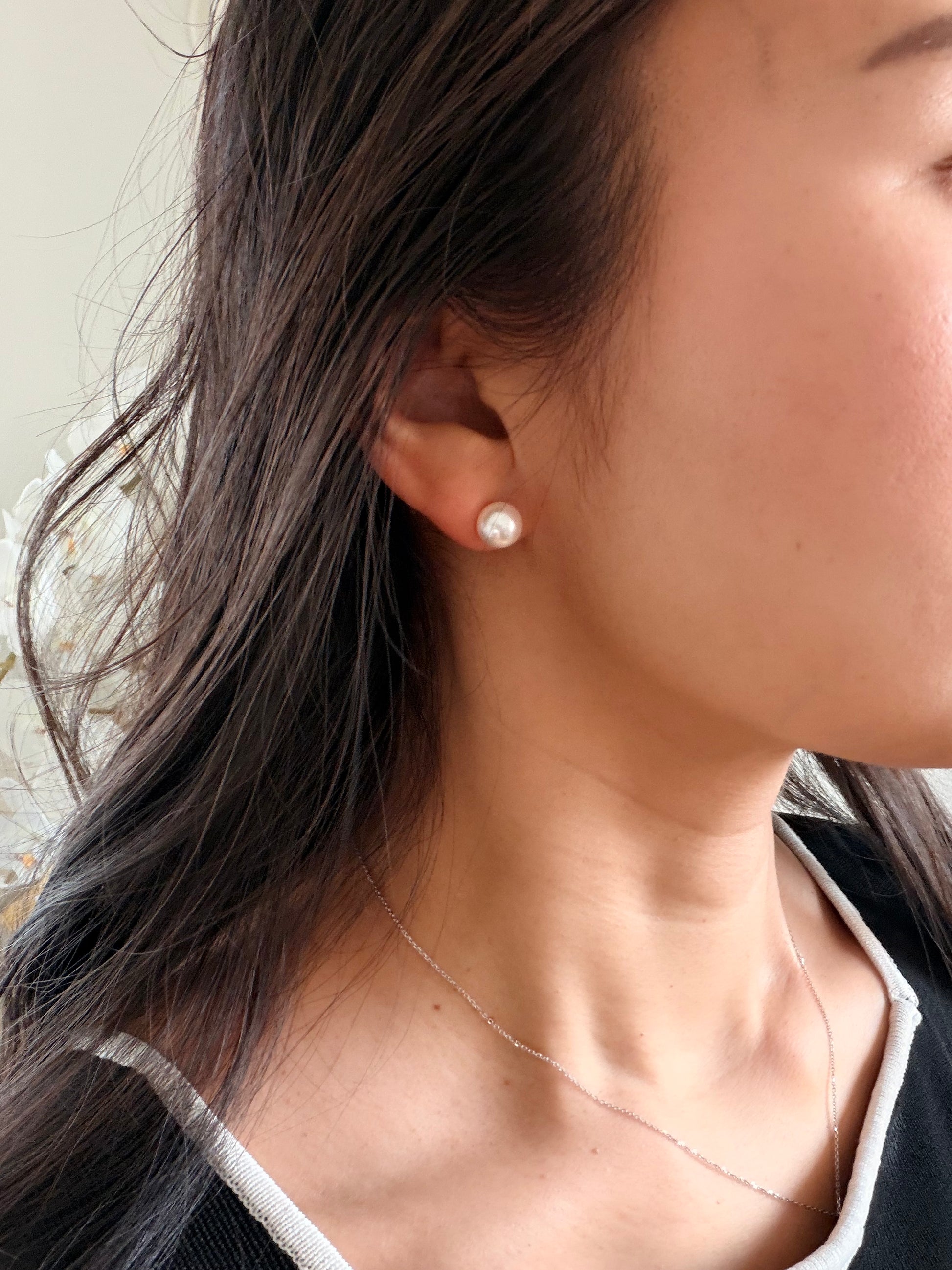 約8.5mm K18 あこや真珠ピアス – KAORI WONG