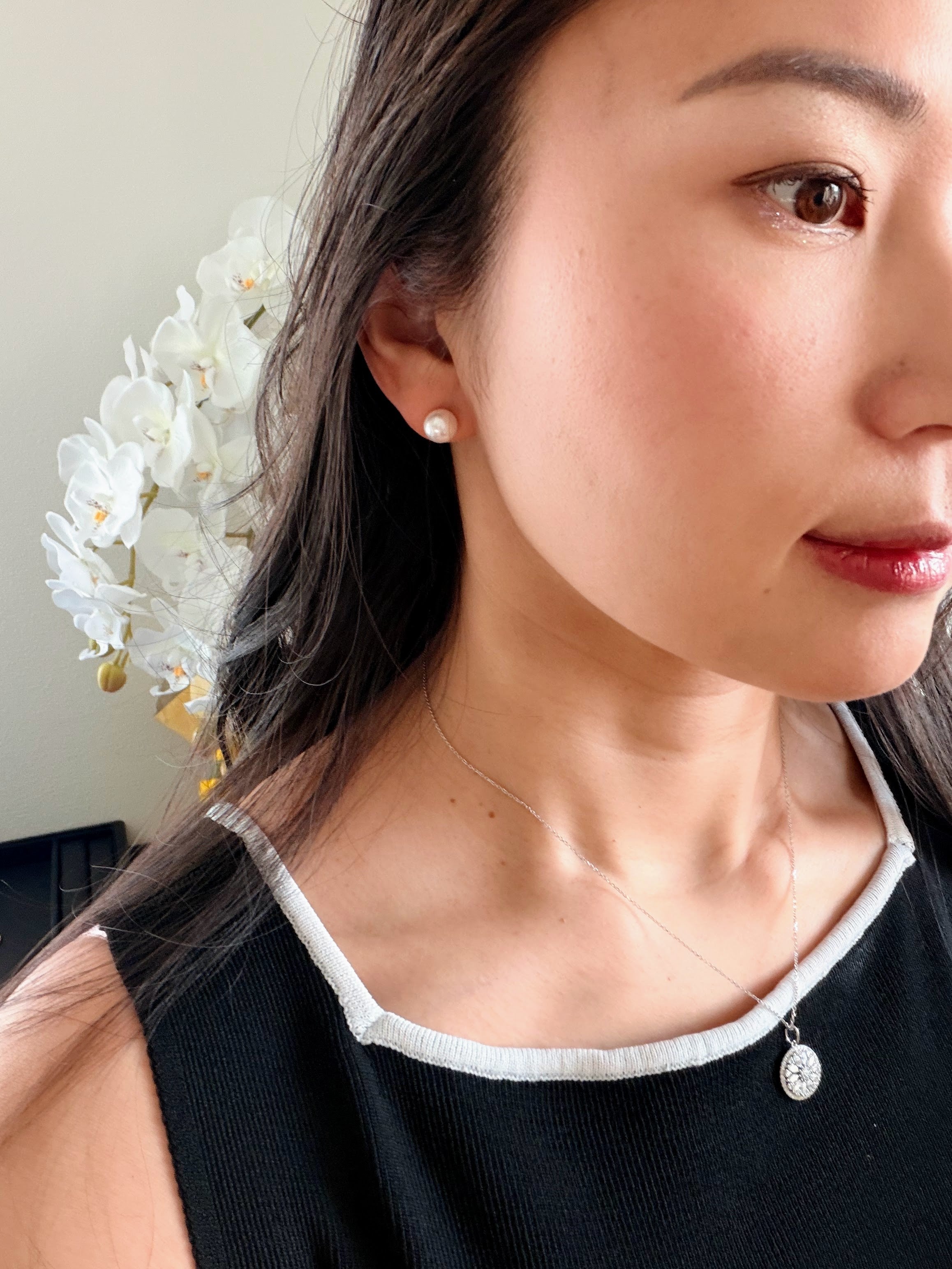 ピアス　Matsuyoi アクアマリン　あこや真珠　K18 約8.5mm K18 あこや真珠ピアス – KAORI WONG