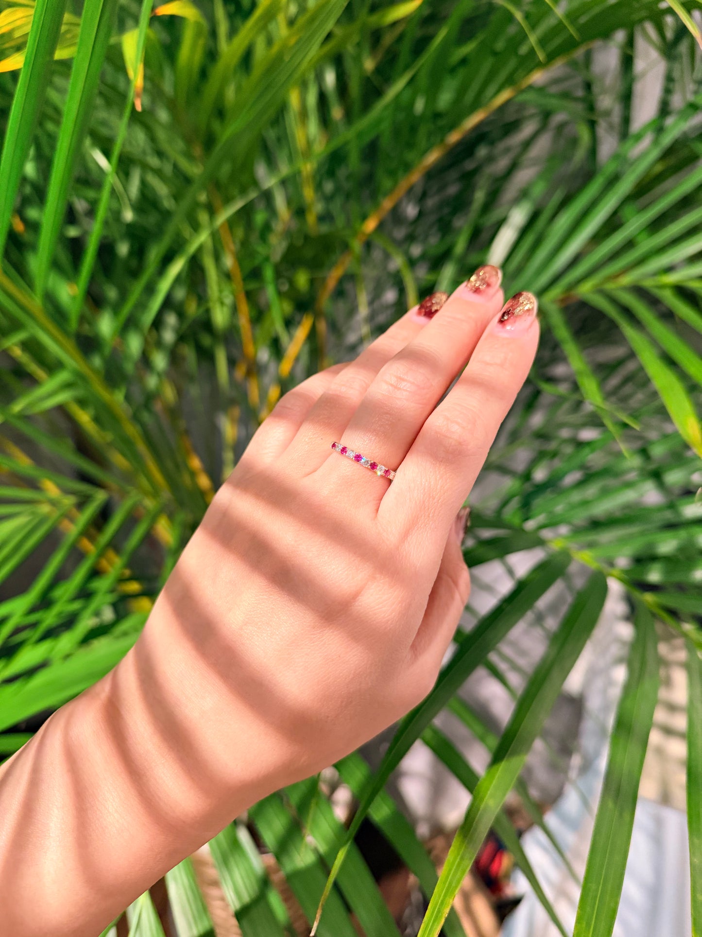 11. YG ルビーxダイヤモンド ハーフエタニティリング