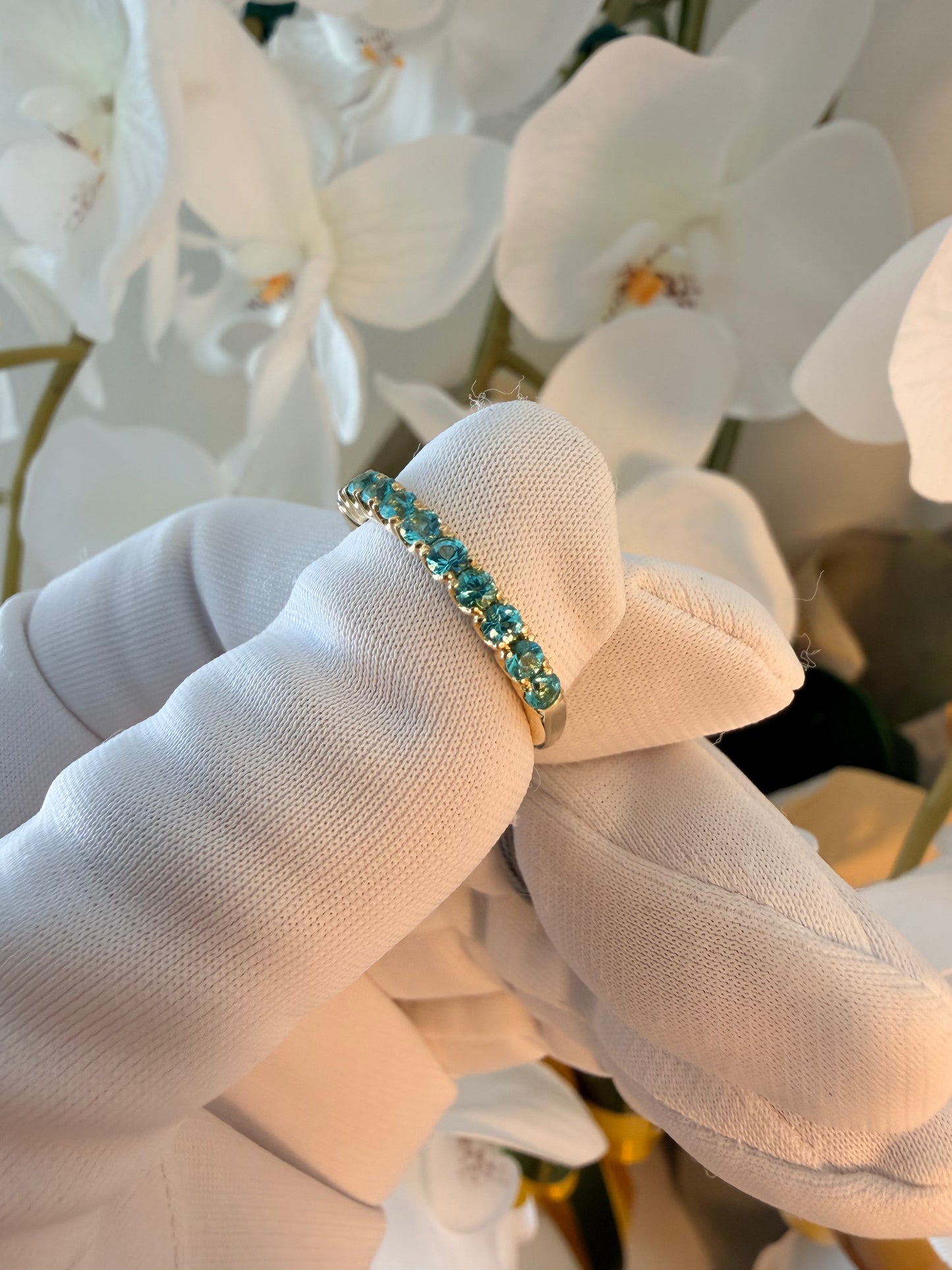 02. 【天国の海をハーフエタニティに】YG　パライバトルマリン　ハーフエタニティリング