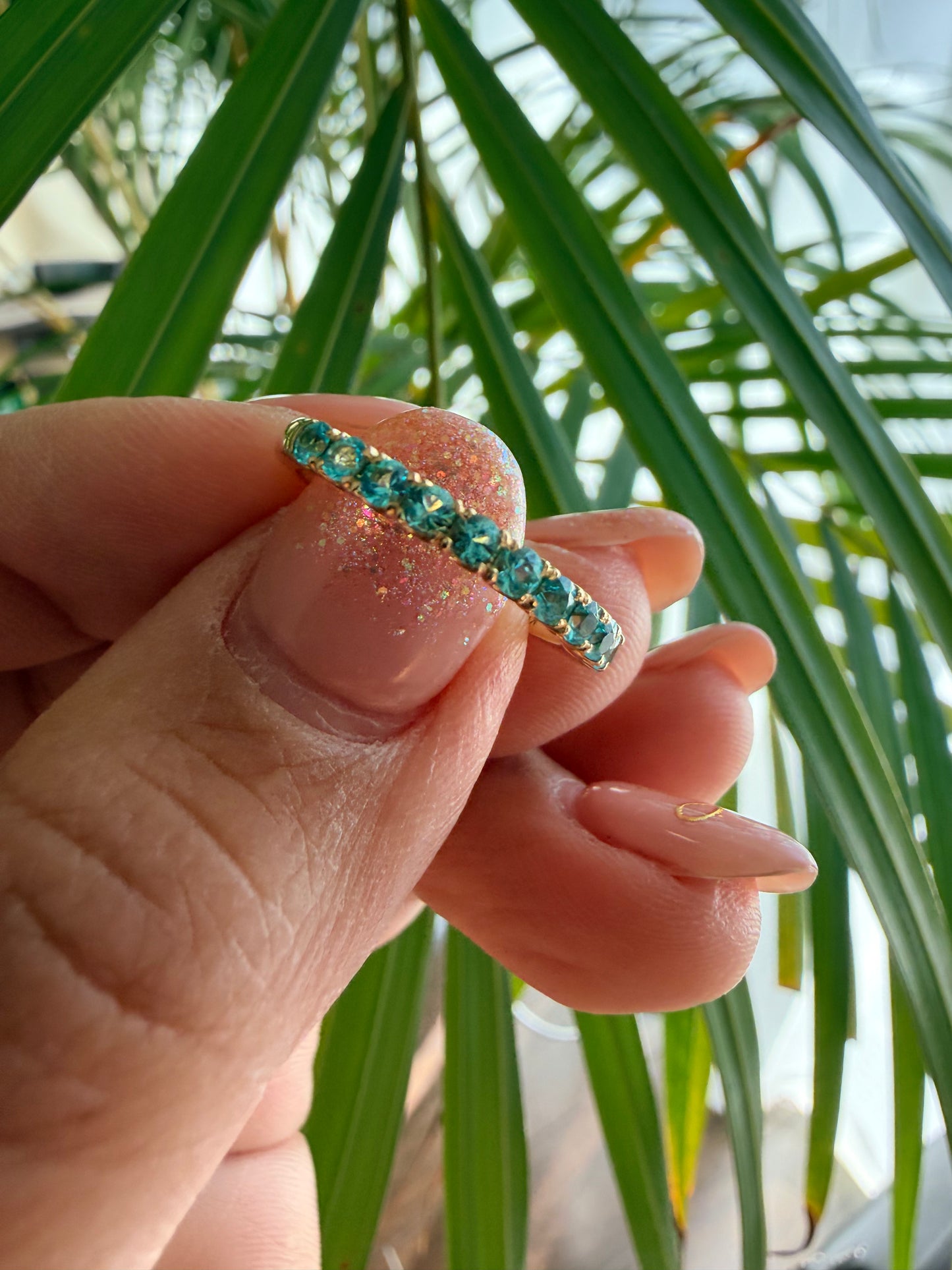 02. 【天国の海をハーフエタニティに】YG　パライバトルマリン　ハーフエタニティリング