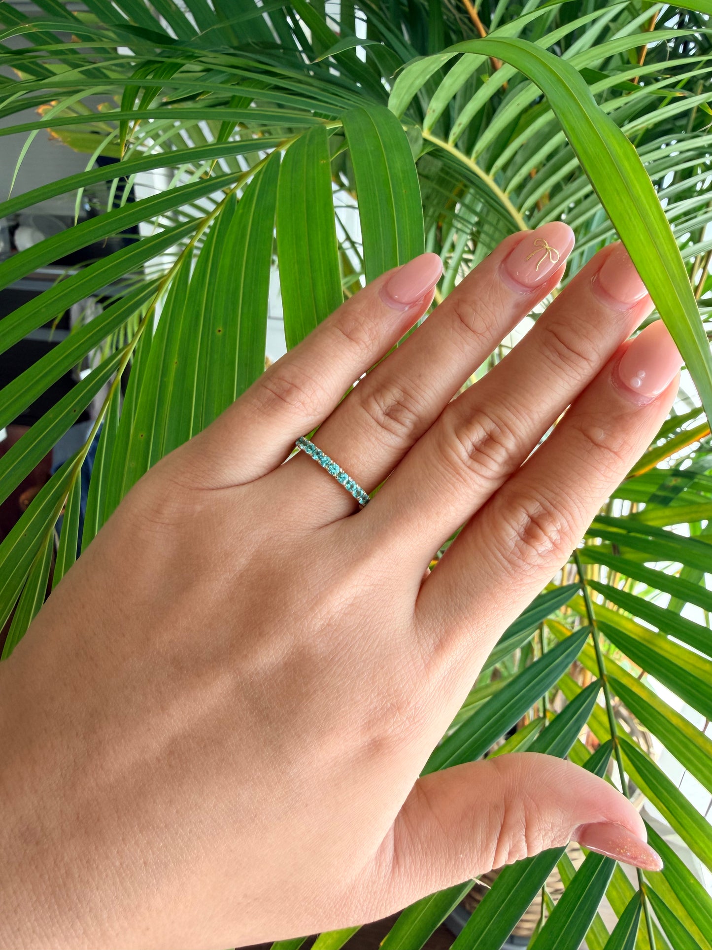 02. 【天国の海をハーフエタニティに】YG　パライバトルマリン　ハーフエタニティリング