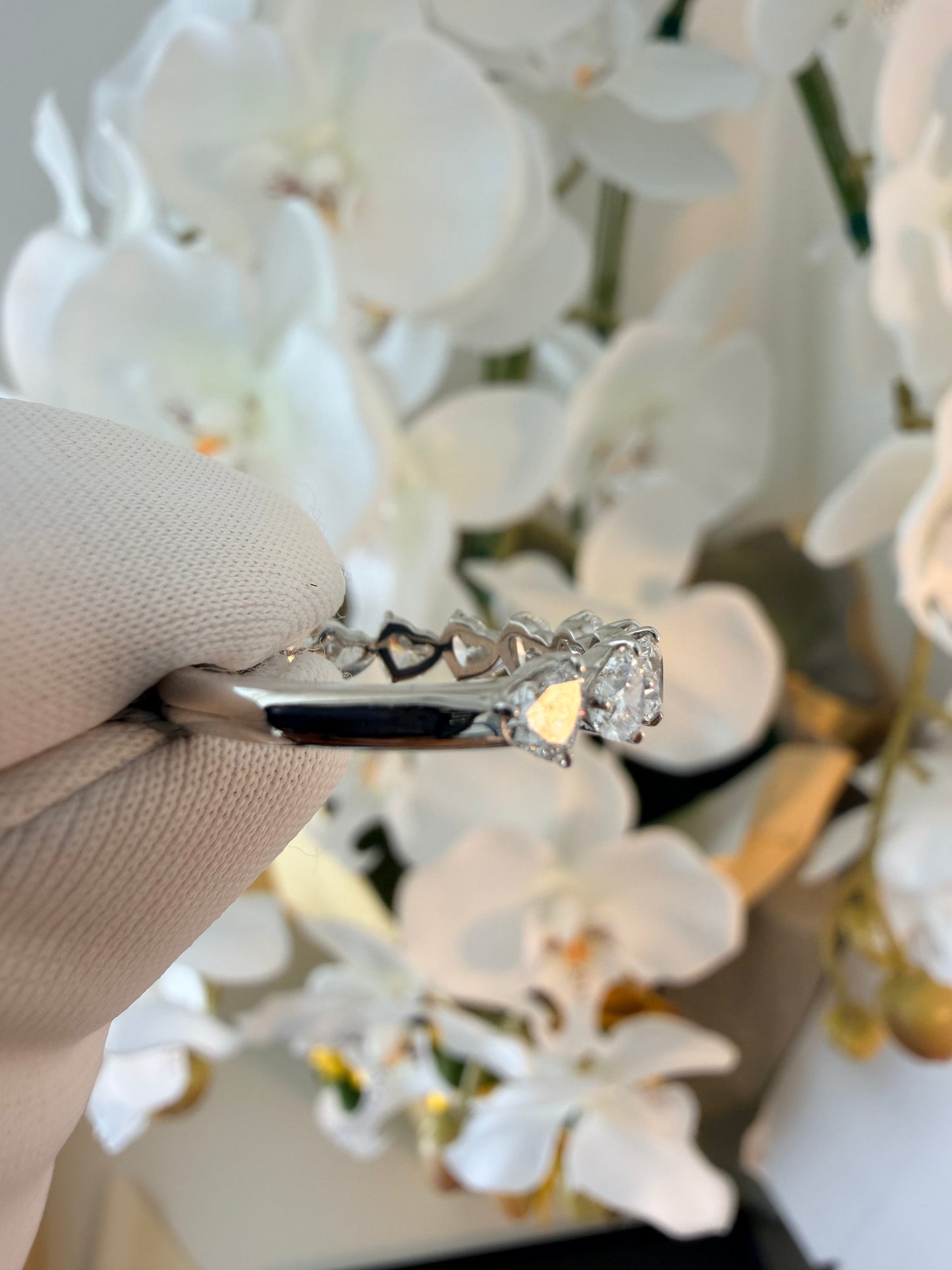 03. 【寄り添う♡ハートシェイプハーフエタニティ】PT　ダイヤモンド　リング