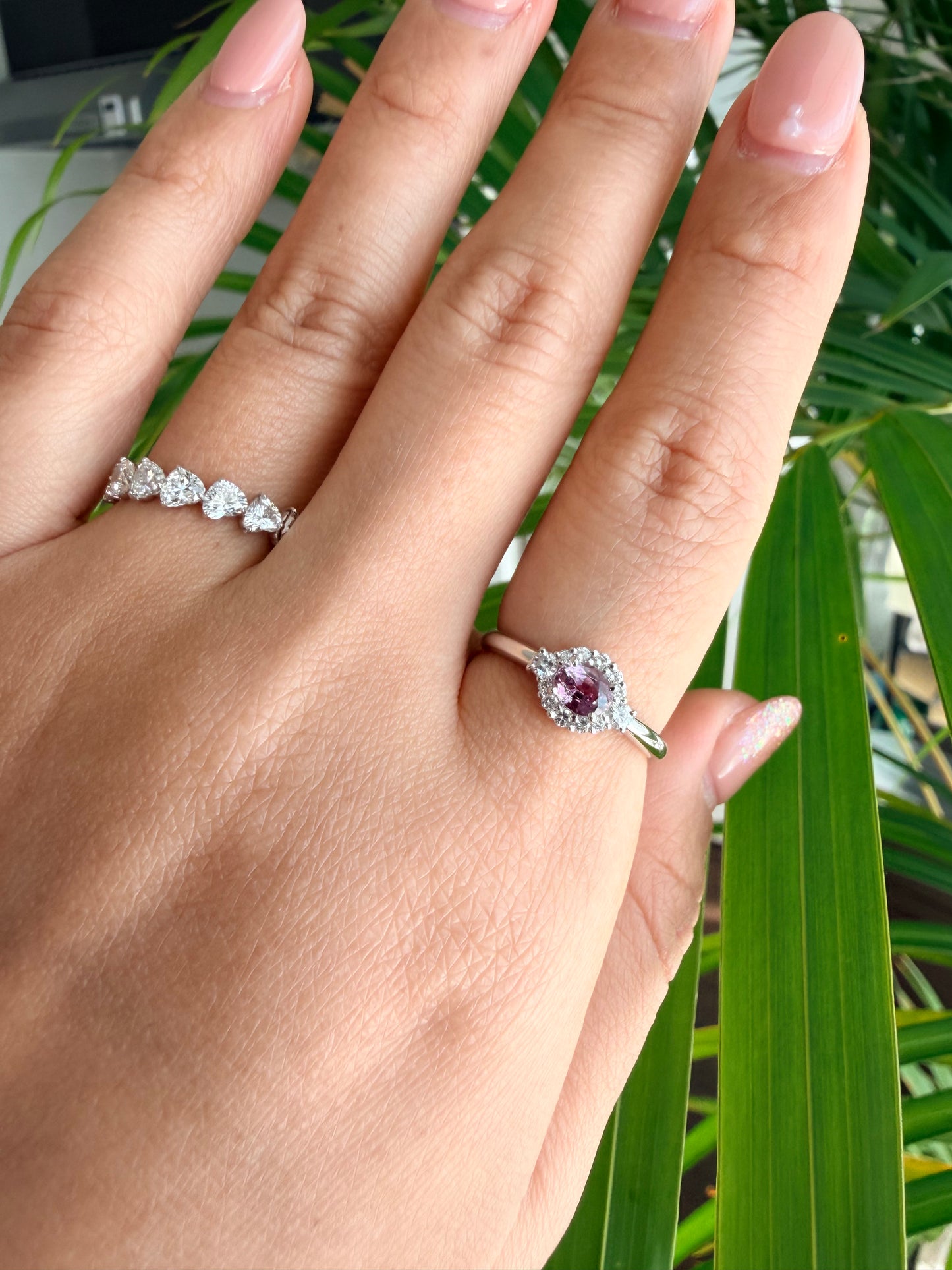 14. 【うるる】PT　ニュアンスピンク ファンシーサファイアリング