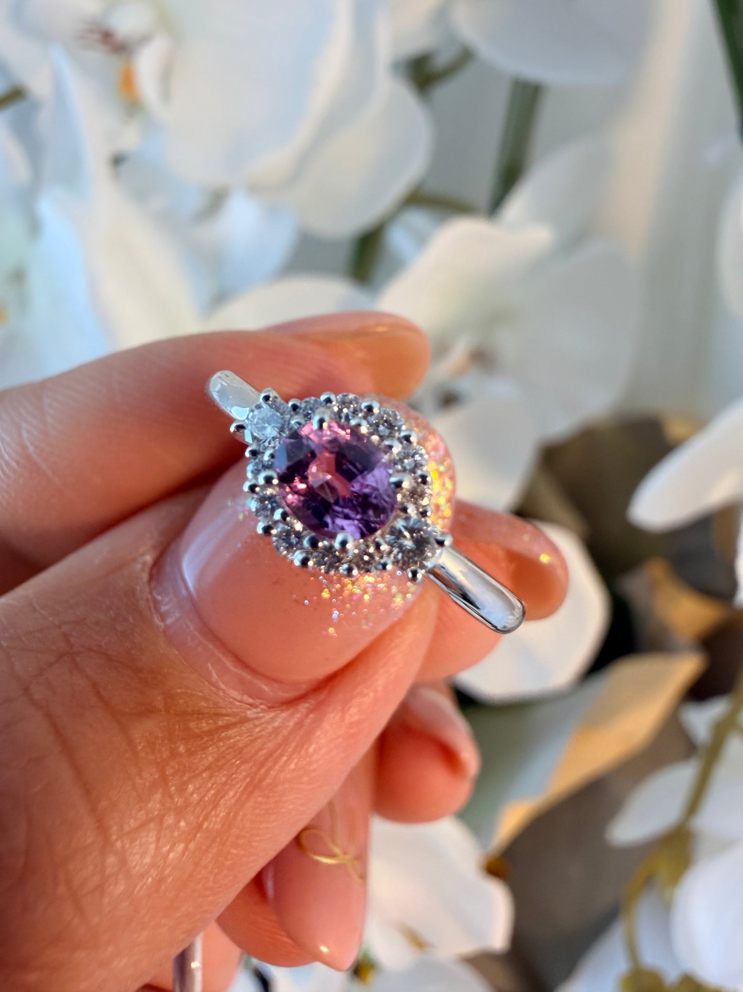 14. 【うるる】PT　ニュアンスピンク ファンシーサファイアリング