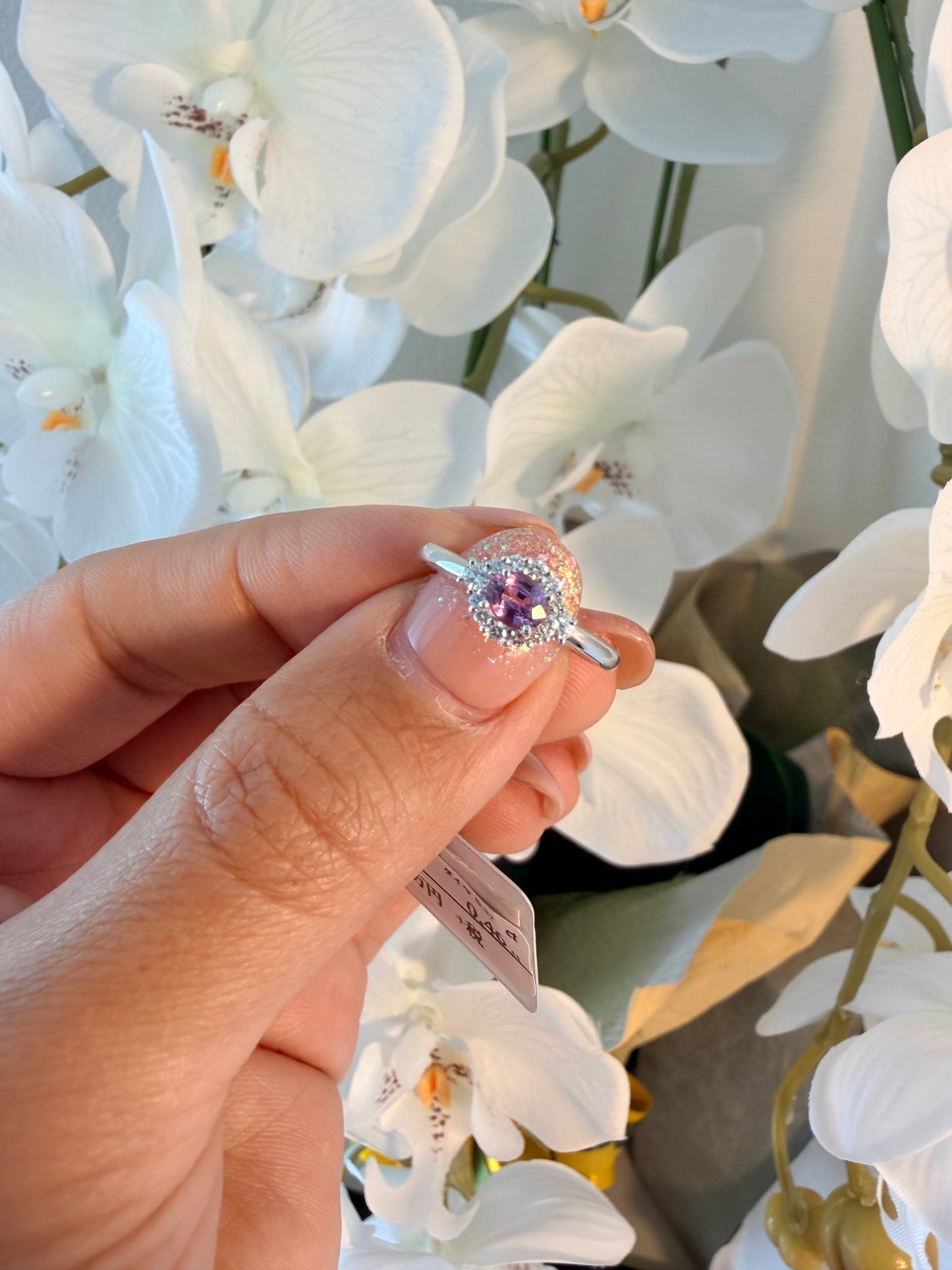 14. 【うるる】PT　ニュアンスピンク ファンシーサファイアリング