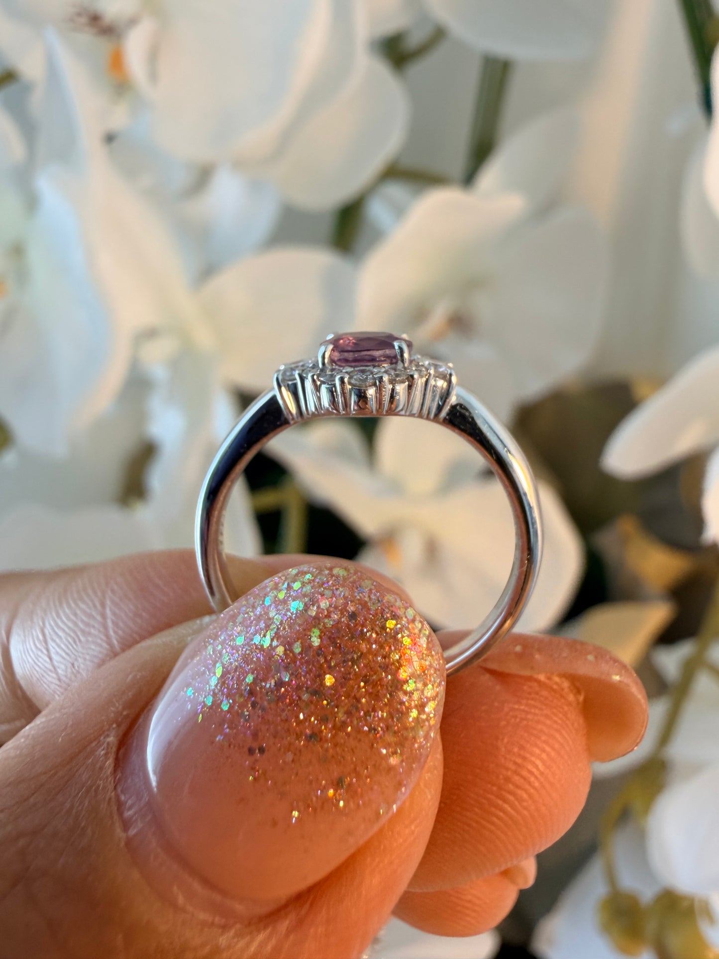 14. 【うるる】PT　ニュアンスピンク ファンシーサファイアリング