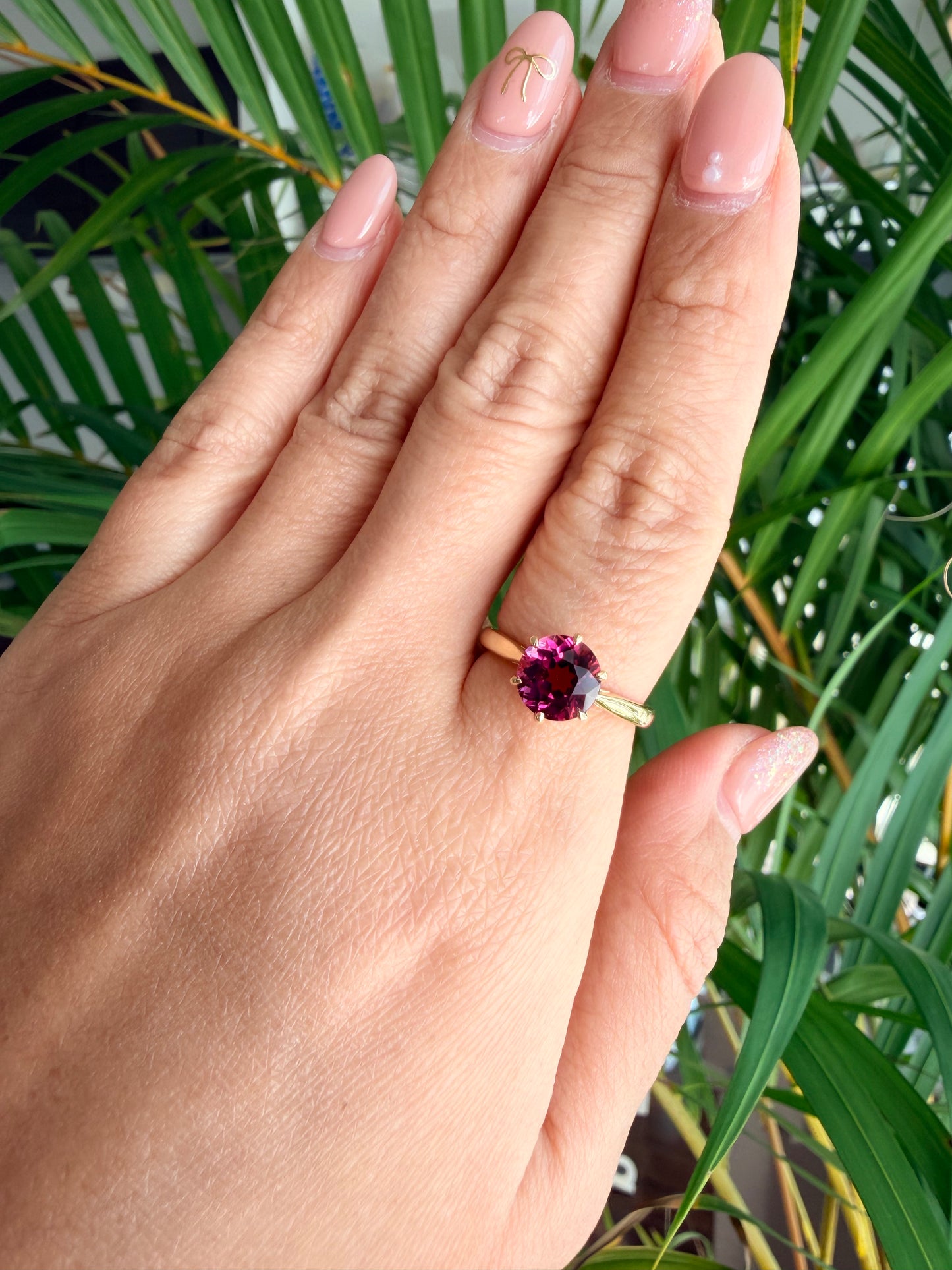 10.  【ソリテール】YG 6本爪ピンクトルマリンリング