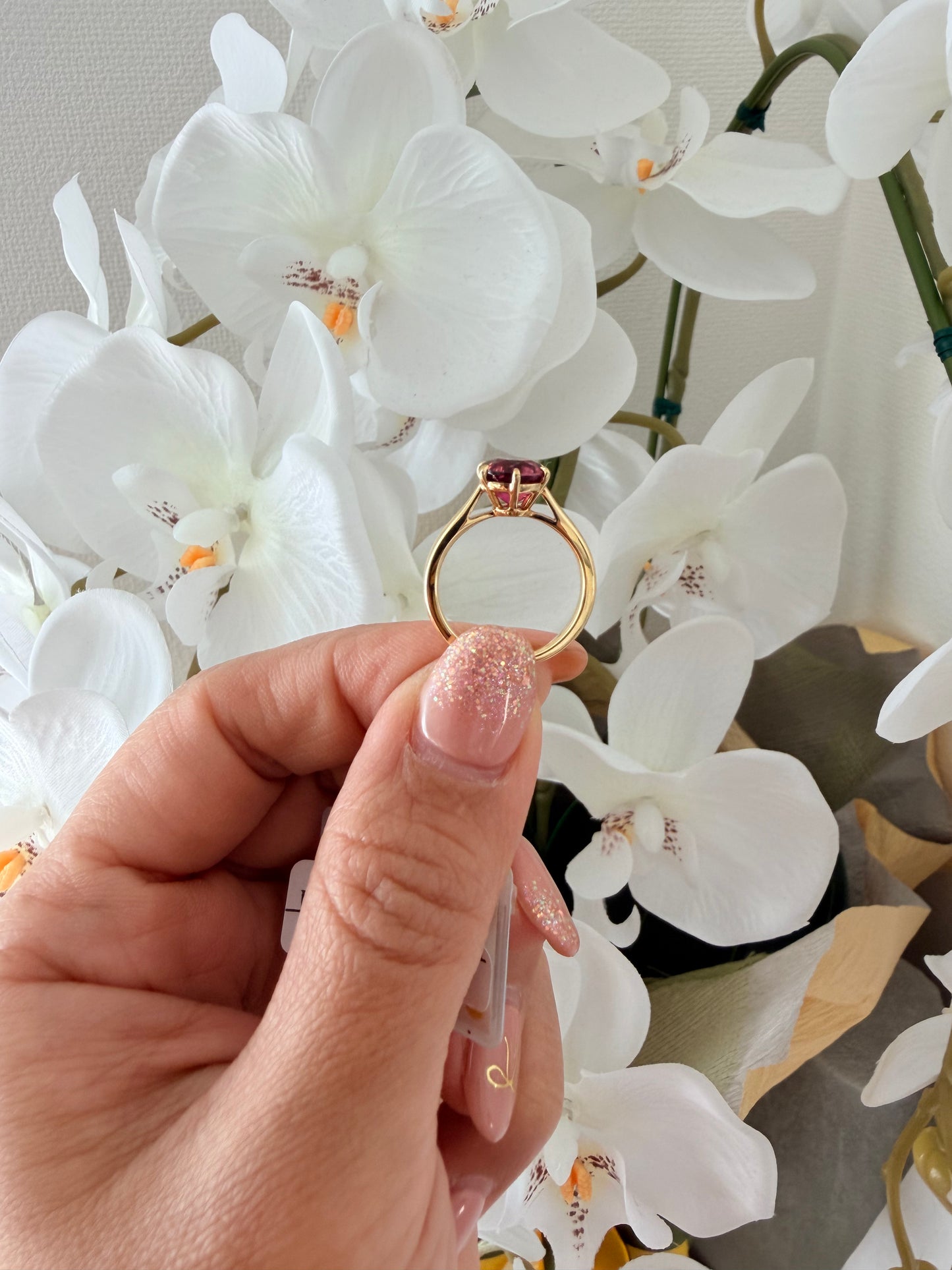 10.  【ソリテール】YG 6本爪ピンクトルマリンリング