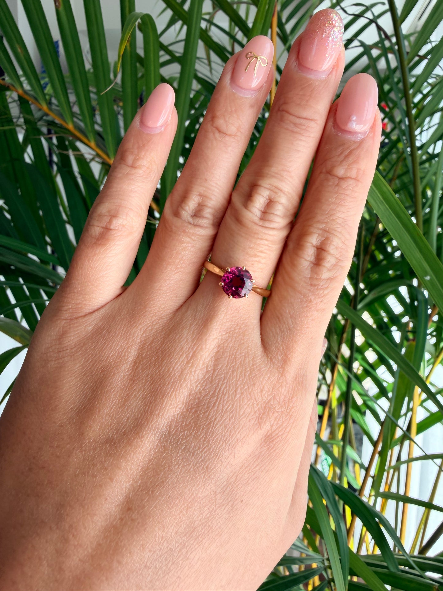 10.  【ソリテール】YG 6本爪ピンクトルマリンリング