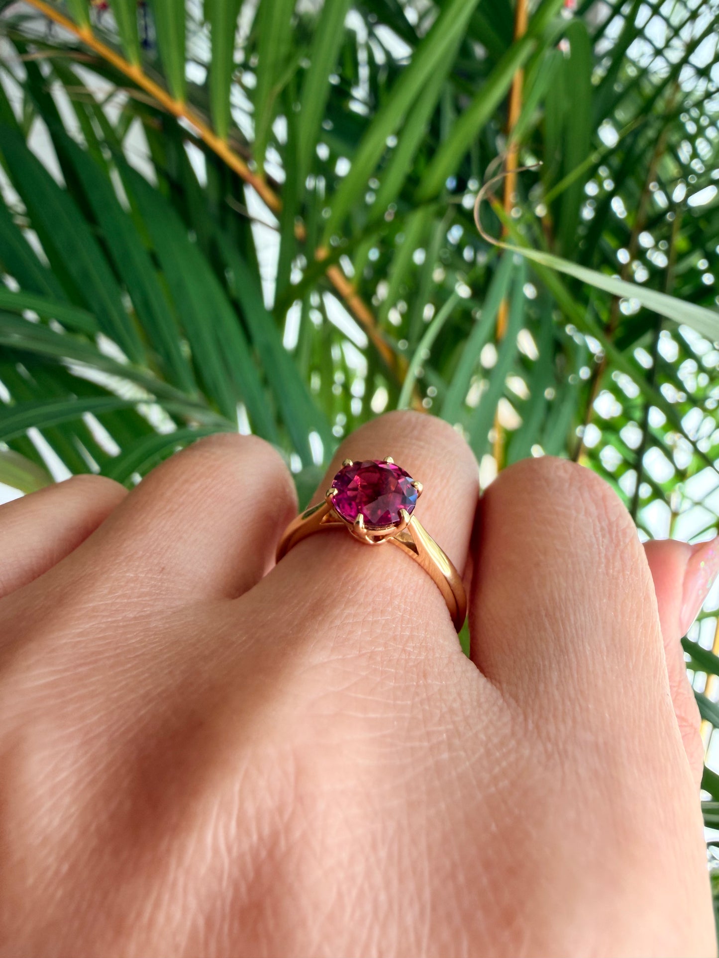 10.  【ソリテール】YG 6本爪ピンクトルマリンリング