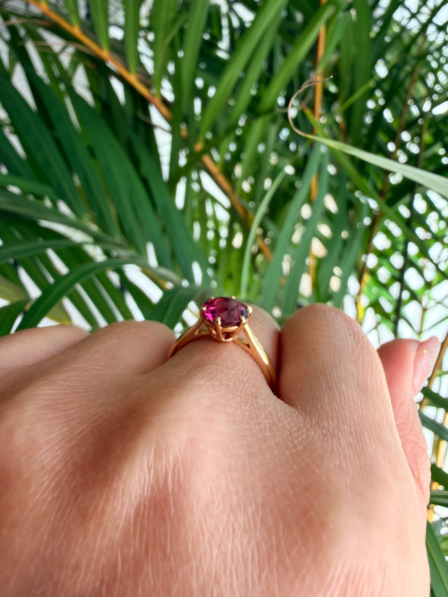 10.  【ソリテール】YG 6本爪ピンクトルマリンリング