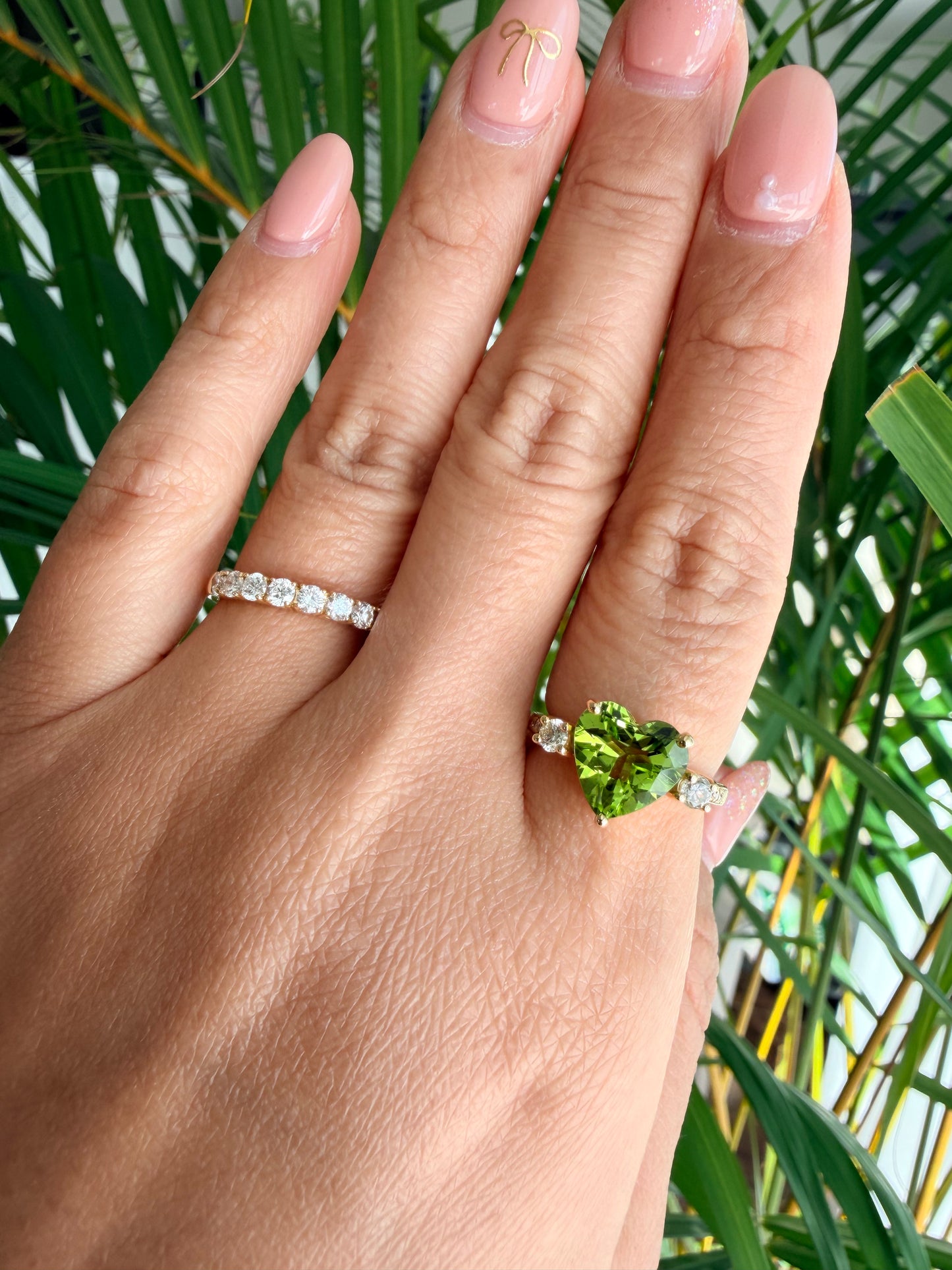 07. 【オトナのハートリング】YG　ハートシェイプペリドットリング