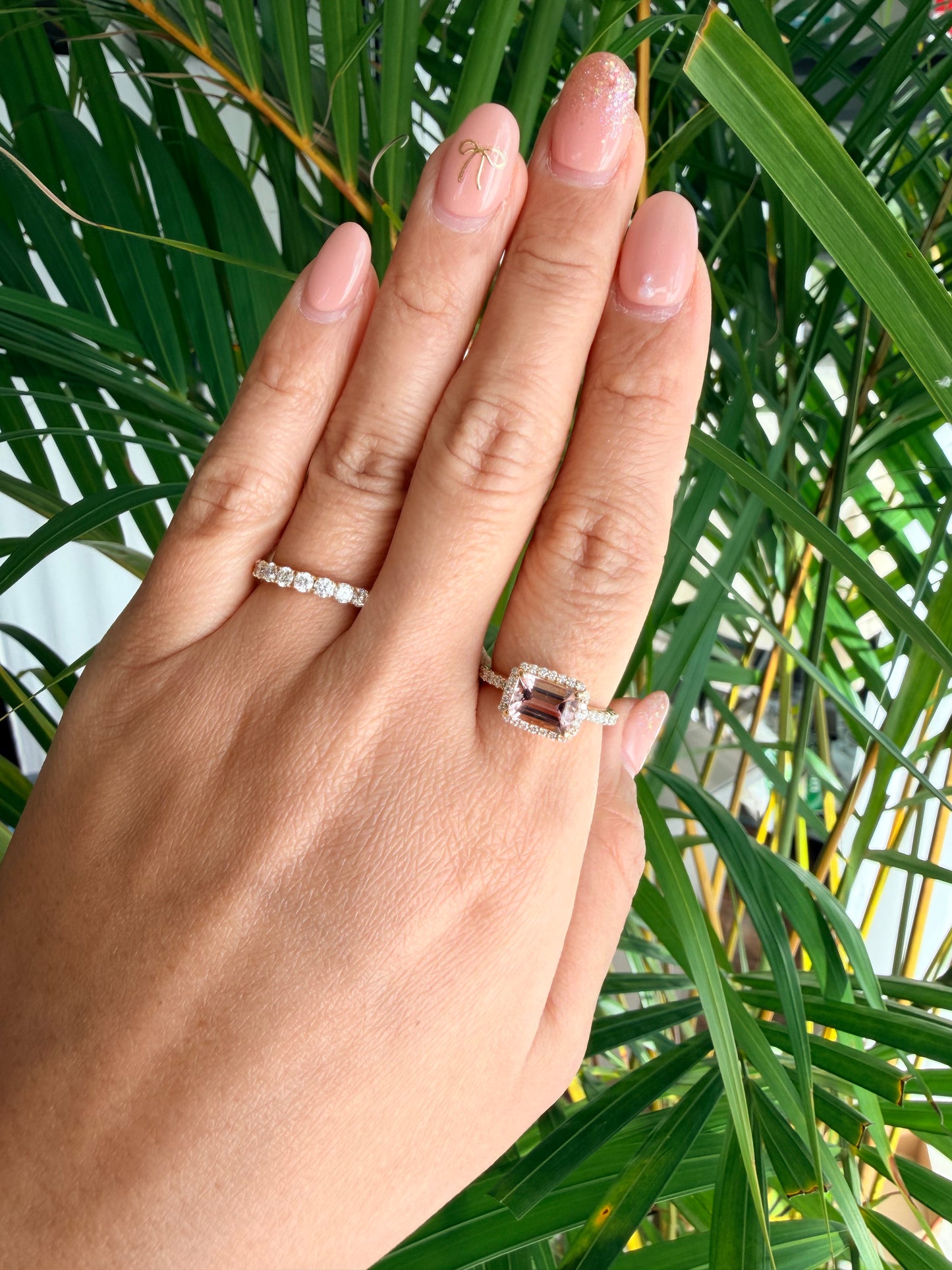 08.  YG エメラルドカット モルガナイトリング