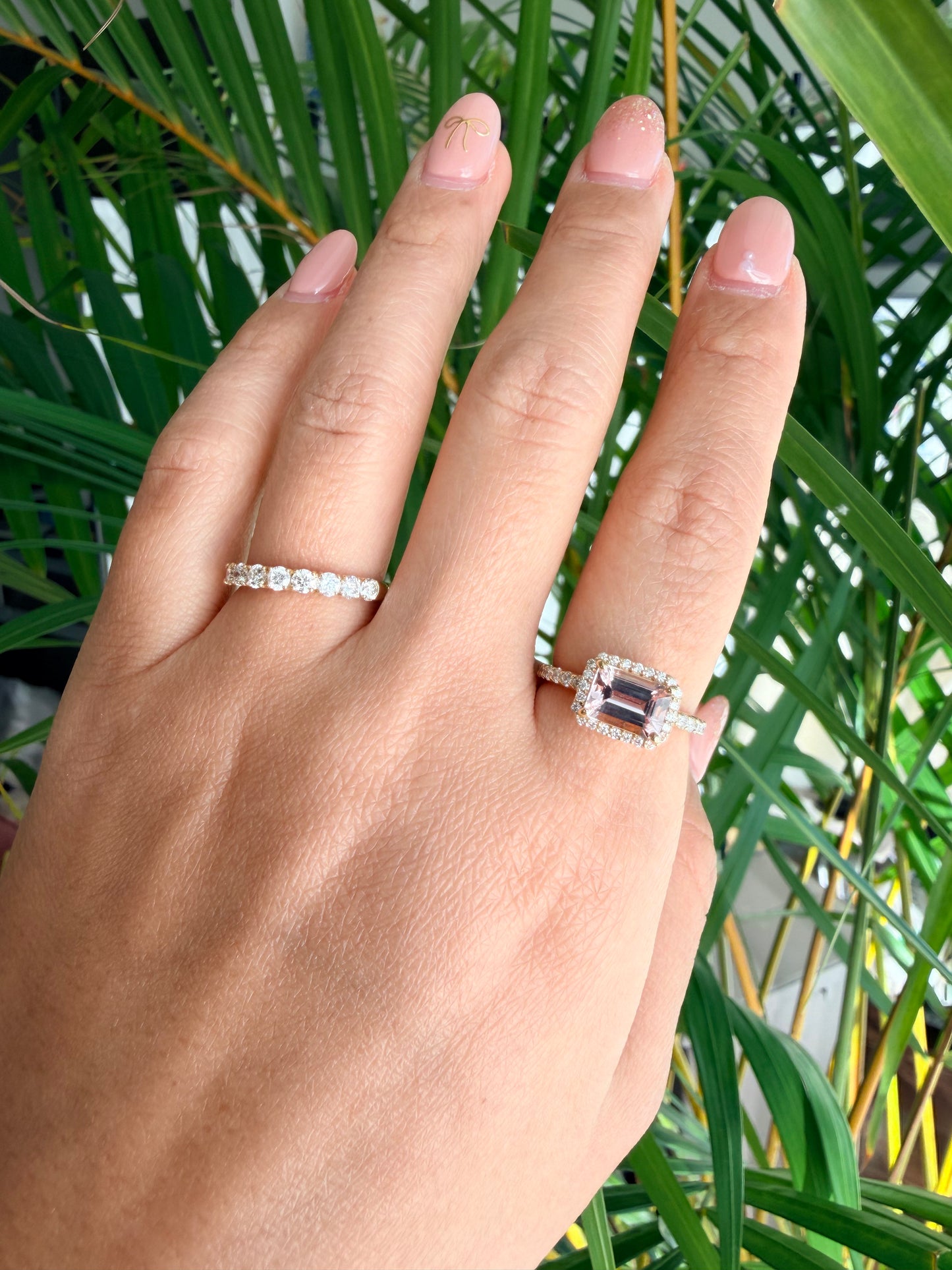 08.  YG エメラルドカット モルガナイトリング