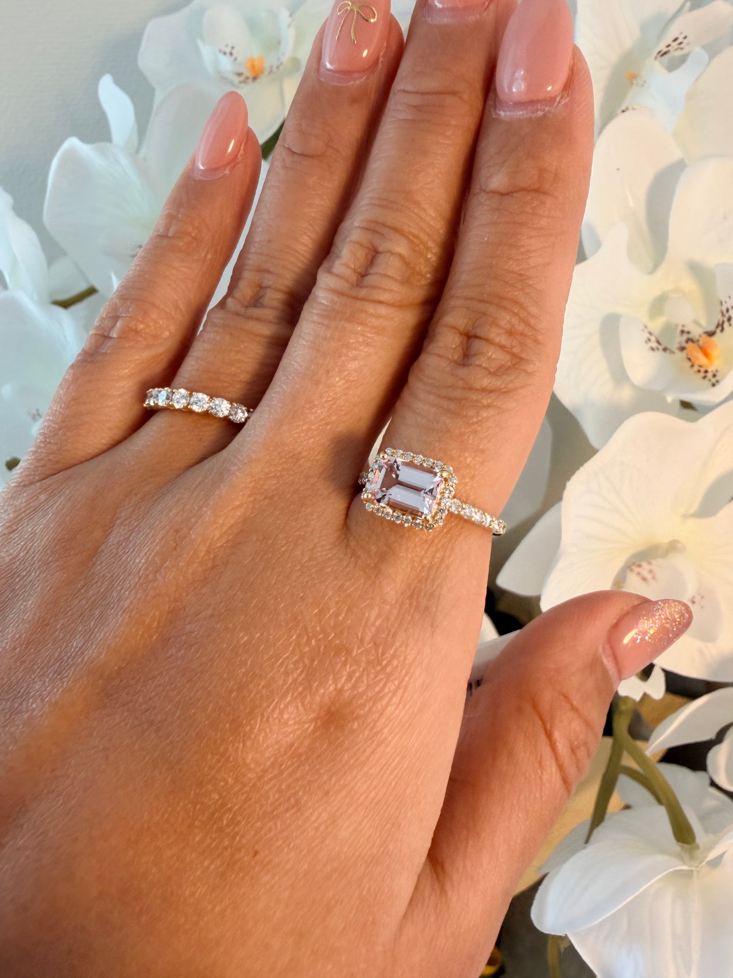 08.  YG エメラルドカット モルガナイトリング