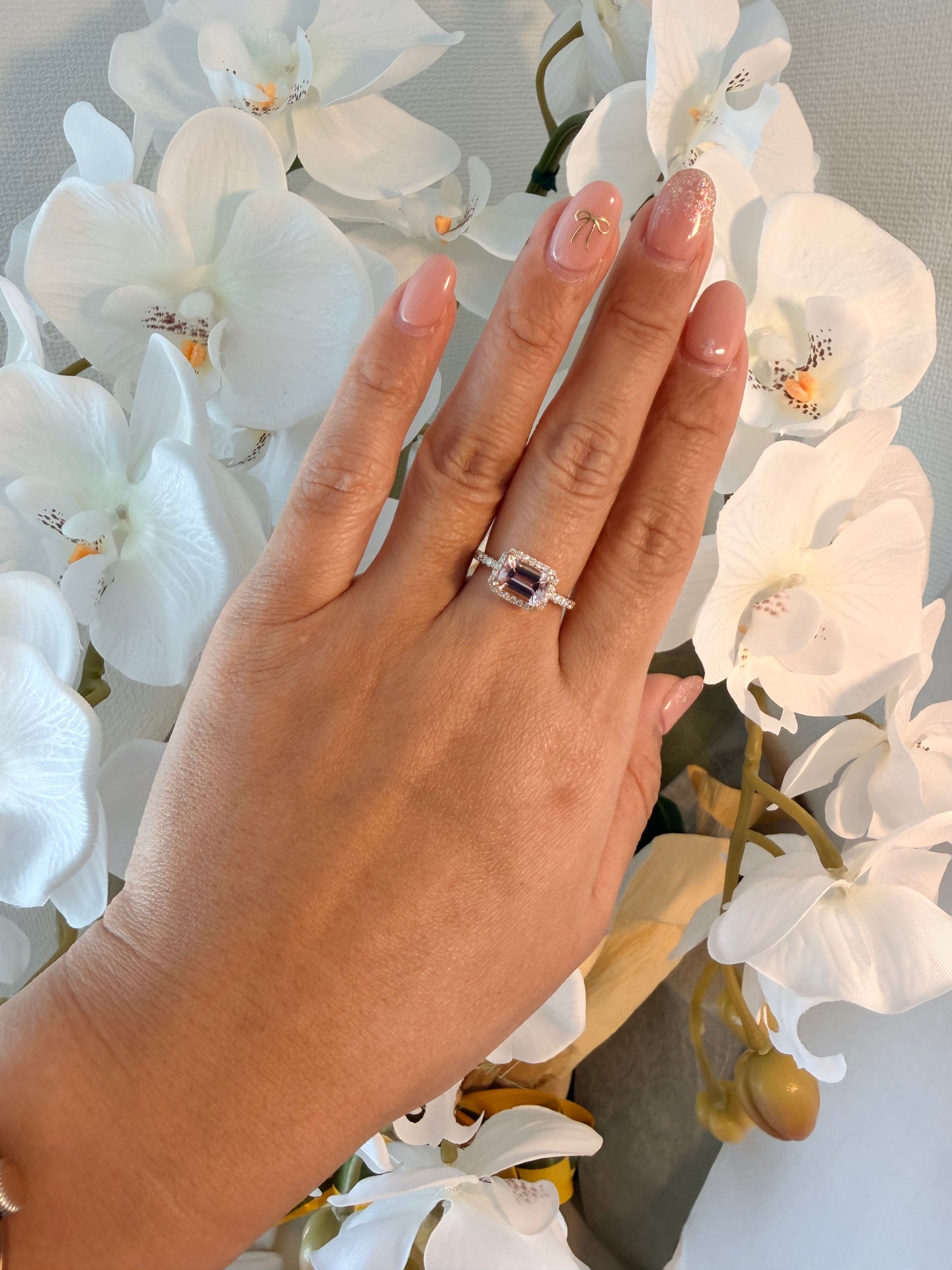 08.  YG エメラルドカット モルガナイトリング