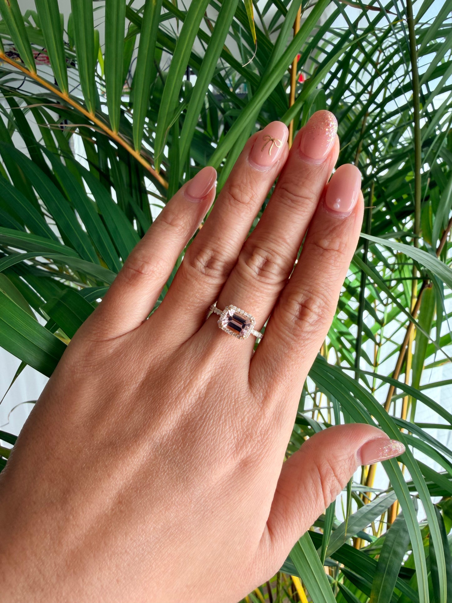 08.  YG エメラルドカット モルガナイトリング