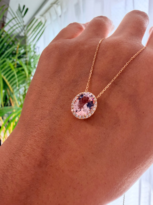 29. 【Candy】YG オーバル モルガナイトネックレス