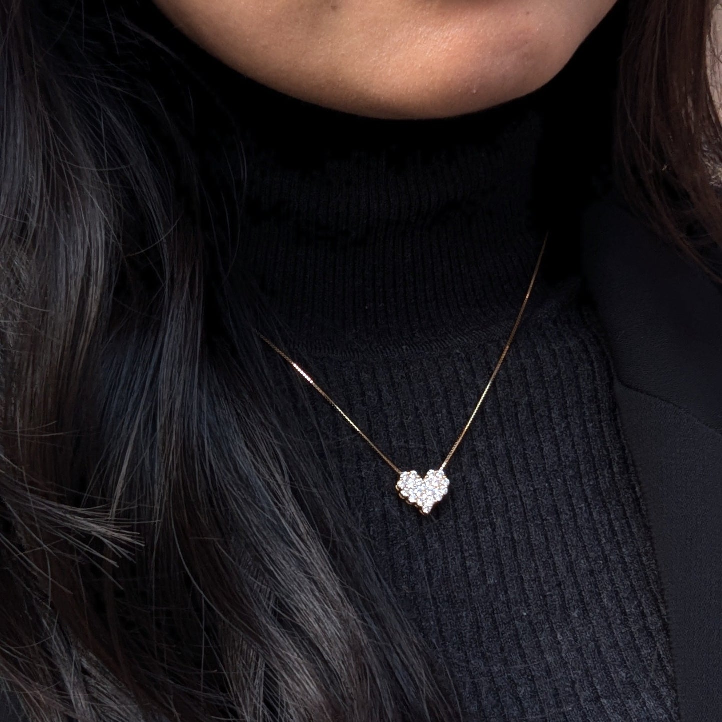 14. ダイヤモンドがぎゅっ♡ 1.0ct YG ハートダイヤモンドネックレス