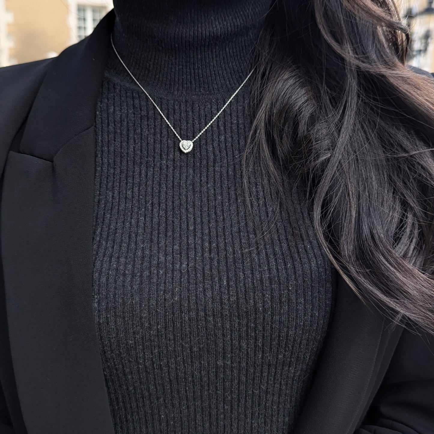 8. 集まれハート好き♡ 一粒0.5ct up ハートシェイプｘハート取り巻きネックレス PT ソーティング付き 0.514ct x 0.11ct