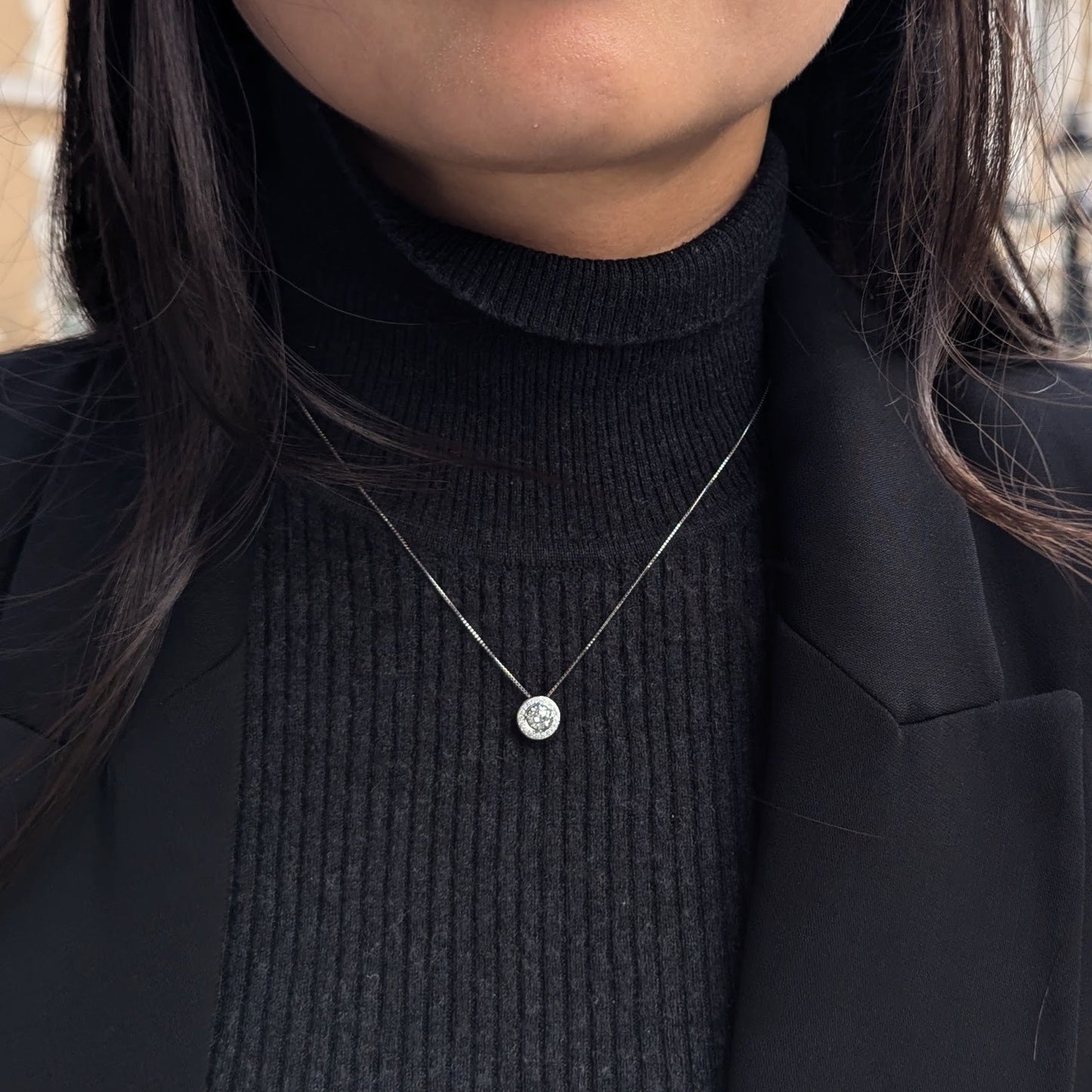 12. サークル PTダイヤモンド取り巻きネックレス 0.528ct + 0.12ct