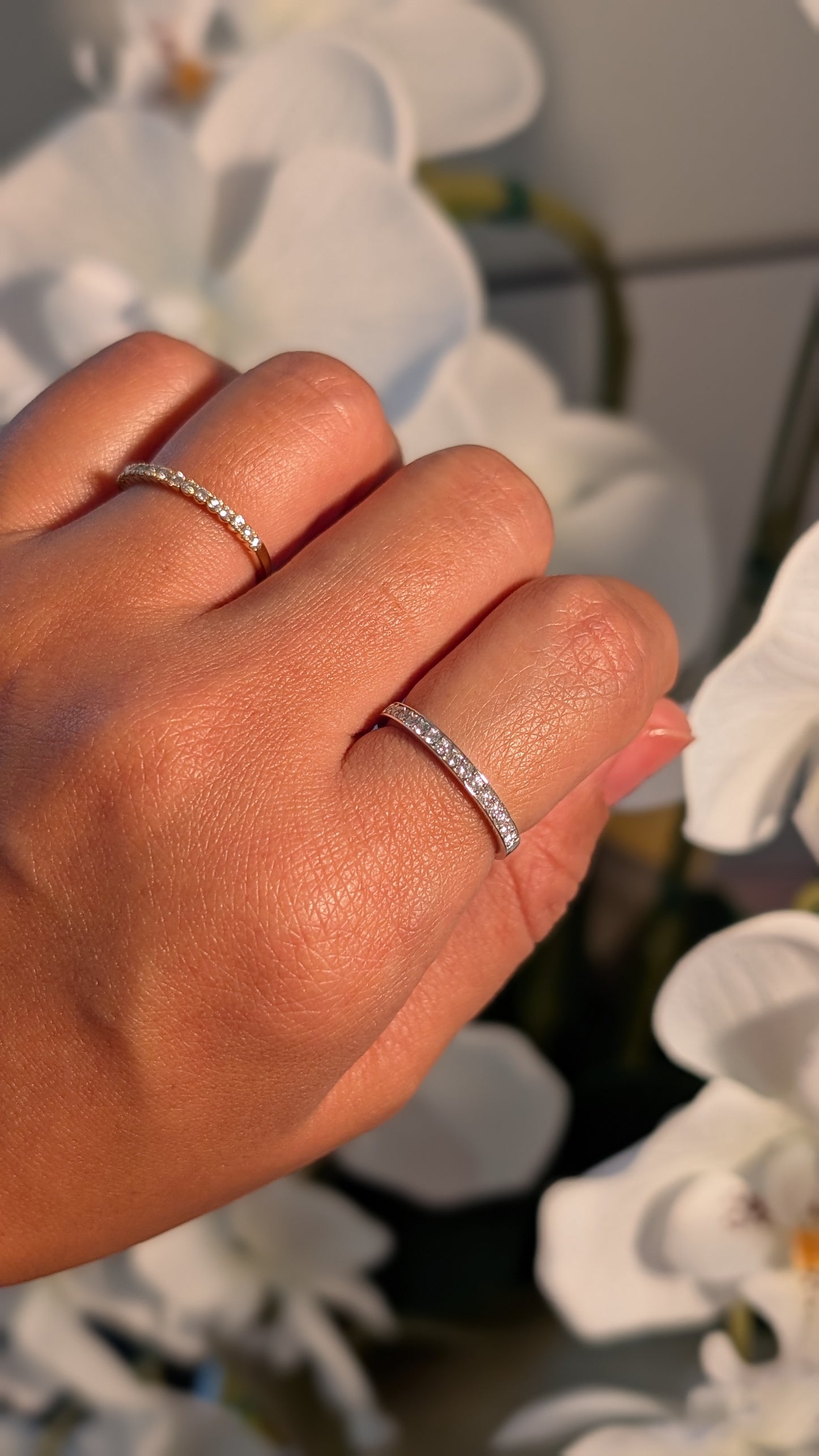 PT 約2.1mm･0.2ct 細身 レール留め風ハーフエタニティリング